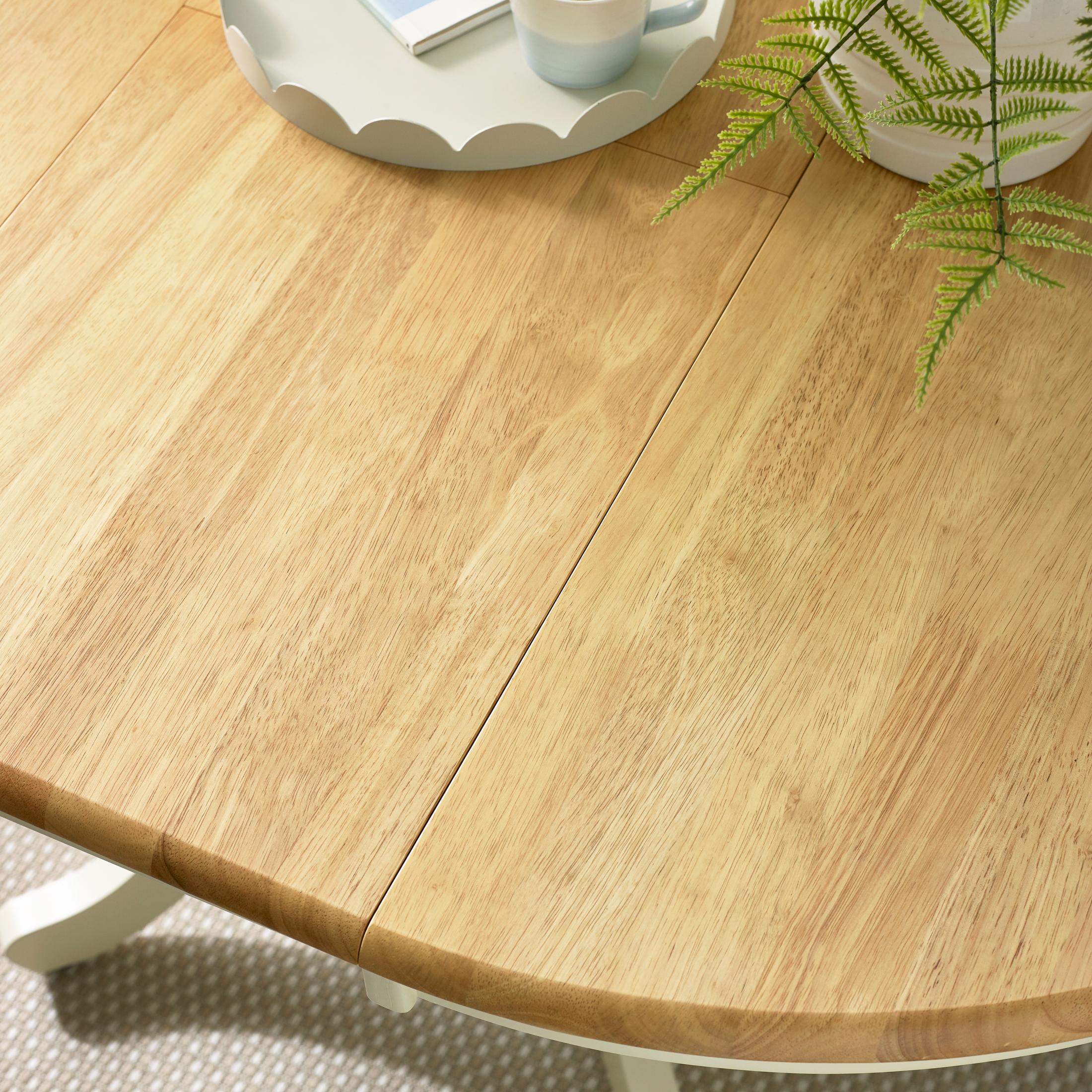 Padstow Round Oak and Cream Solid Wood Extending 4-6 Seater Dining Table — image 10
