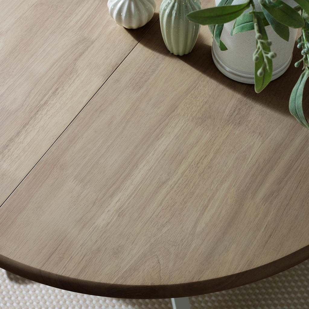 Padstow Round Whitewashed and Light Grey Solid Wood Extending 4-6 Seater Dining Table — image 5