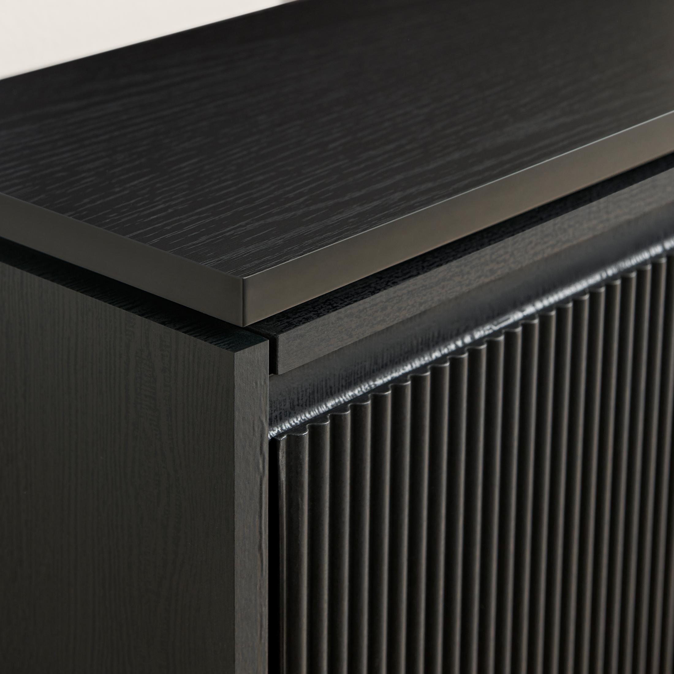 Penrose 3 Door Black Wood Shoe Storage Cabinet — image 5