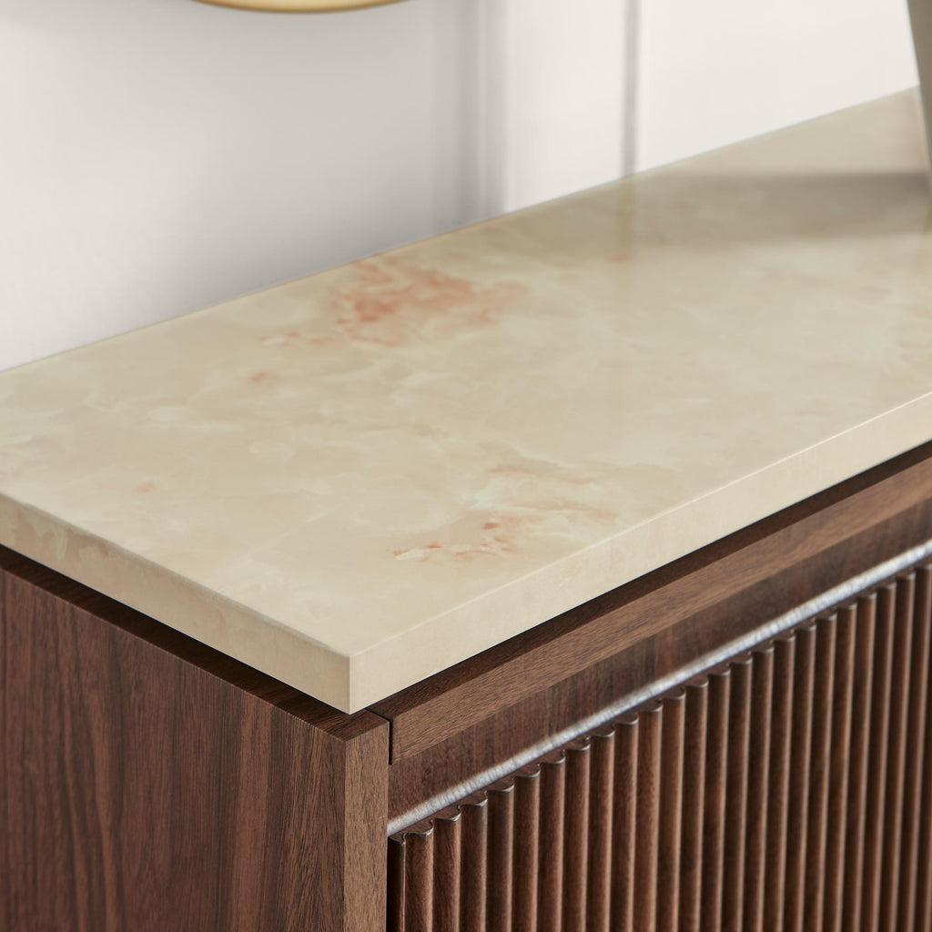 Penrose 3 Door Walnut & Cream Marble Effect Shoe Storage Cabinet — image 5