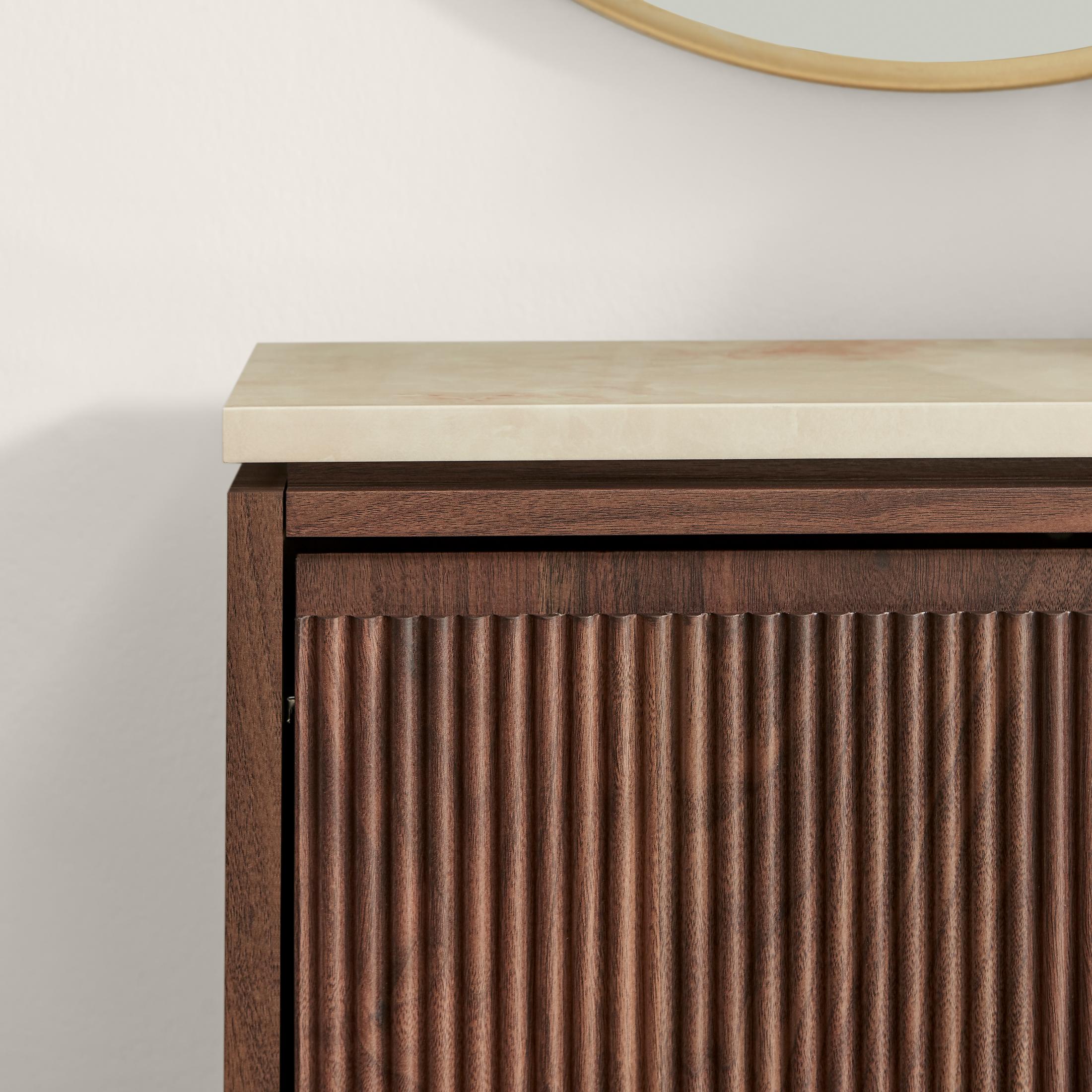 Penrose 3 Door Walnut & Cream Marble Effect Shoe Storage Cabinet — image 8