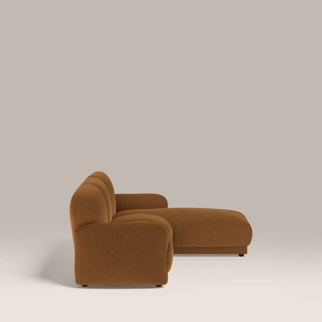 Cloud Right Hand 3 Seater Chaise Sofa - Caramel Brown Sustainable Mohair Velvet — image 5