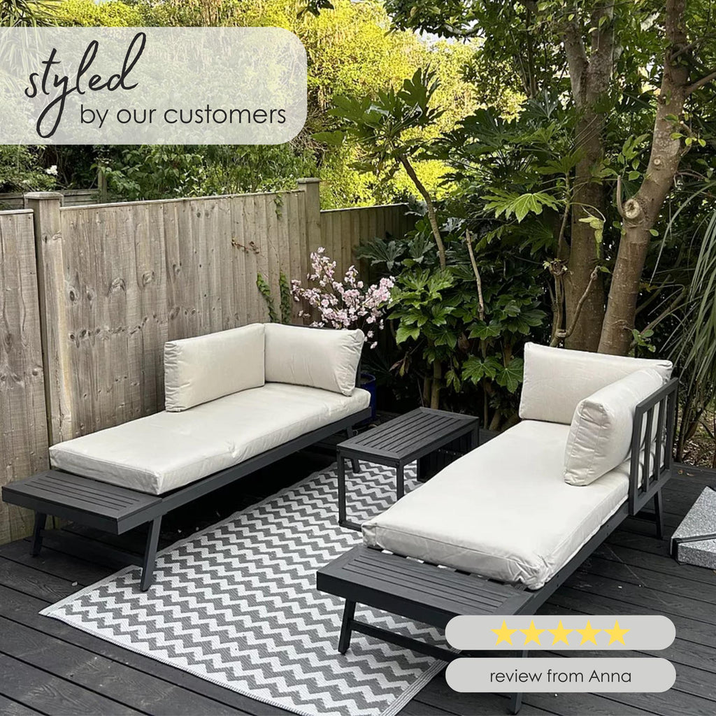 Riviera Grey Metal Modular 4 Seat Corner Garden Sofa Day Bed — image 10