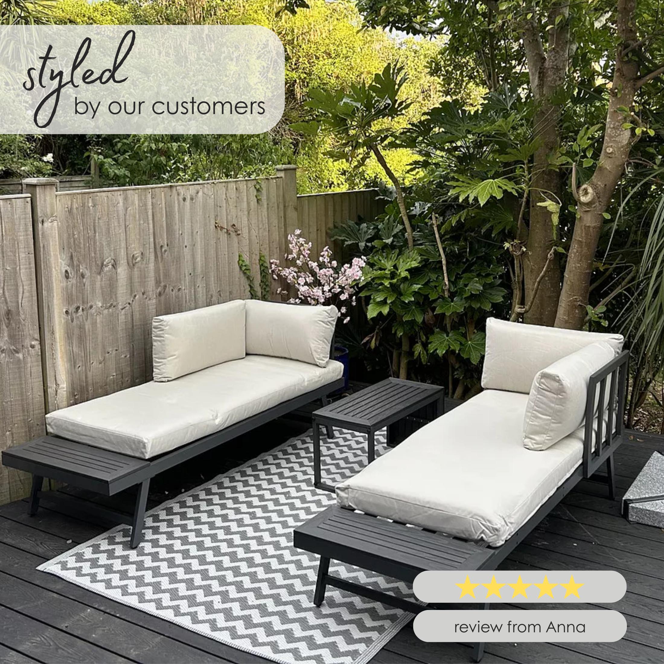Riviera Grey Metal Modular 4 Seat Corner Garden Sofa Day Bed — image 10