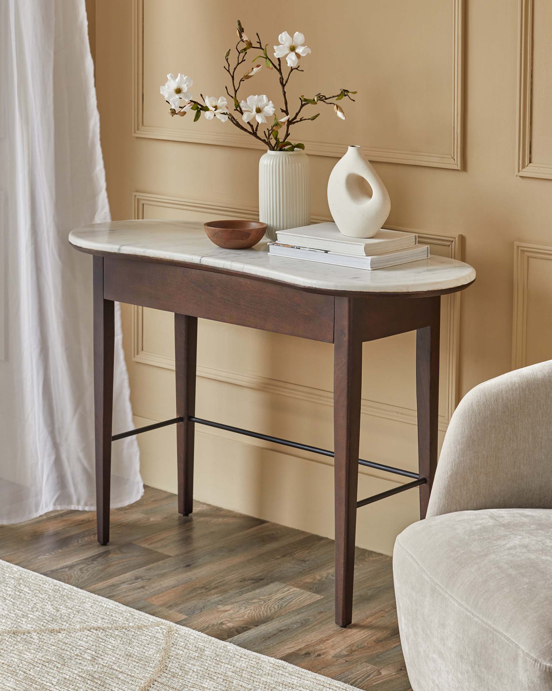 Reagan dark mango wood marble top dressing table — image 2