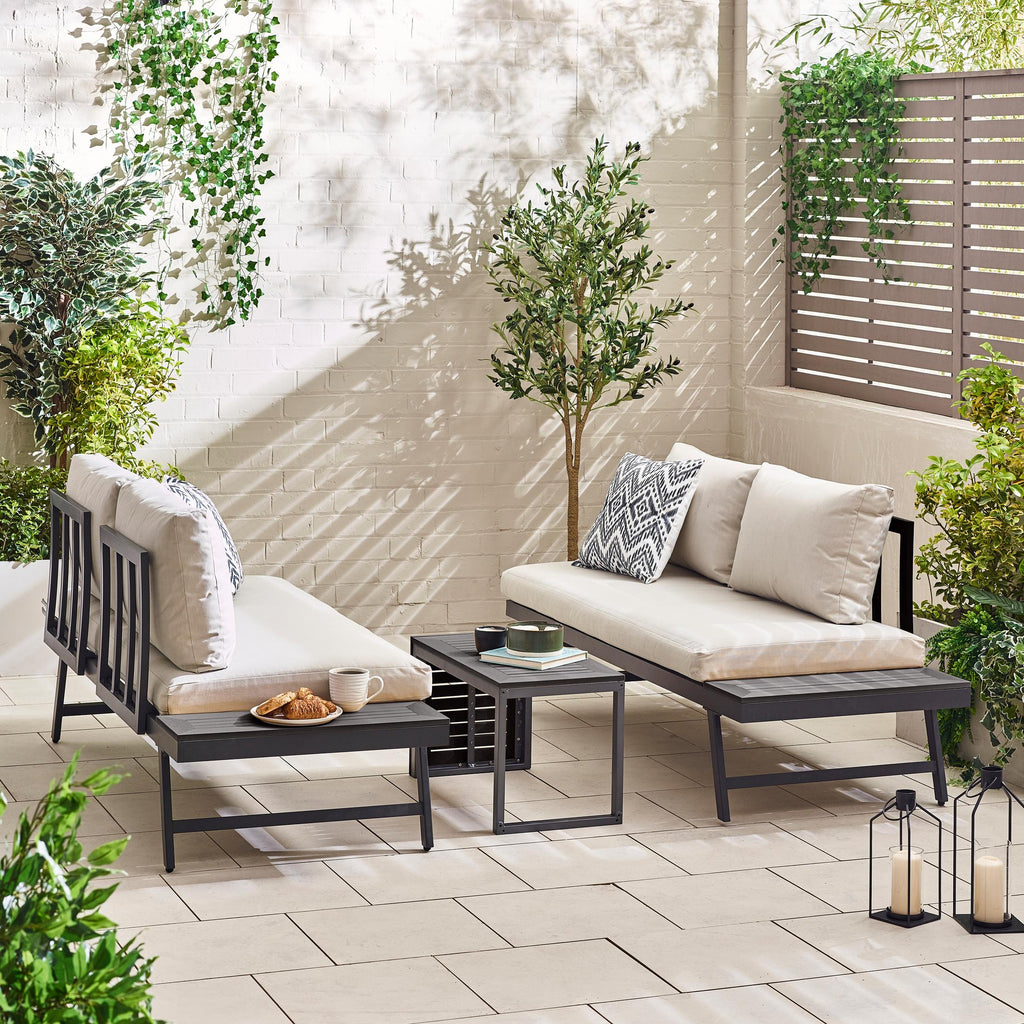 Riviera Grey Metal Modular 4 Seat Corner Garden Sofa Day Bed — image 4