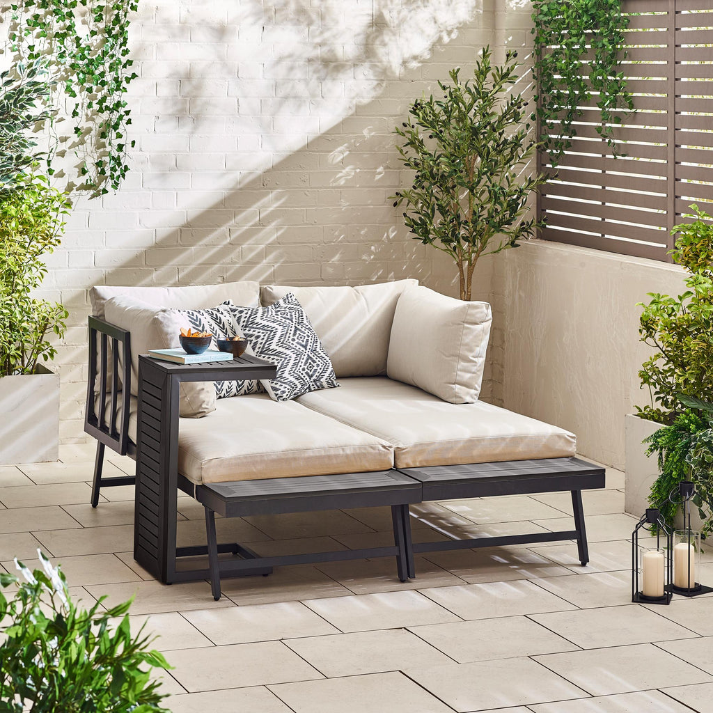Riviera Grey Metal Modular 4 Seat Corner Garden Sofa Day Bed — image 5