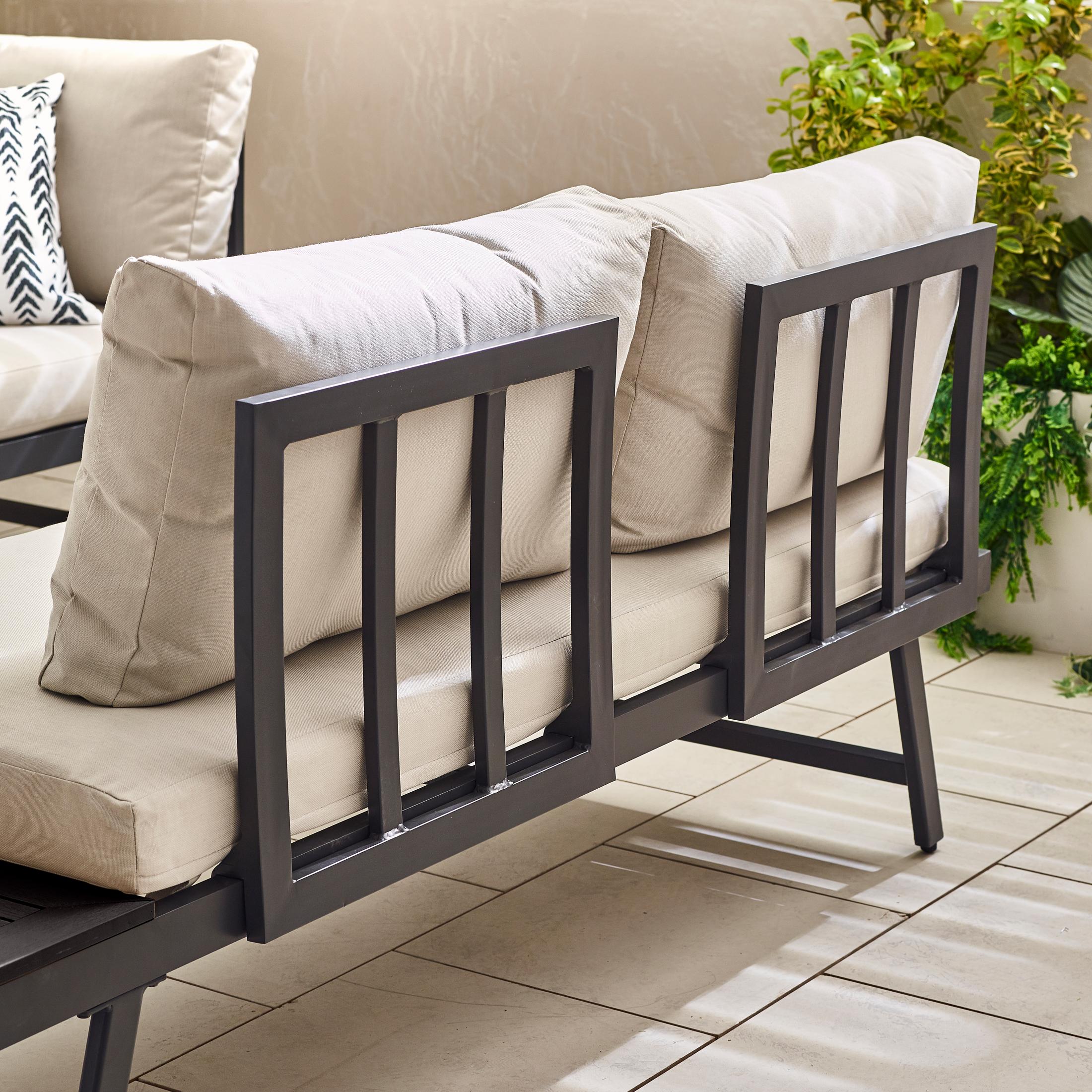 Riviera Grey Metal Modular 4 Seat Corner Garden Sofa Day Bed — image 7