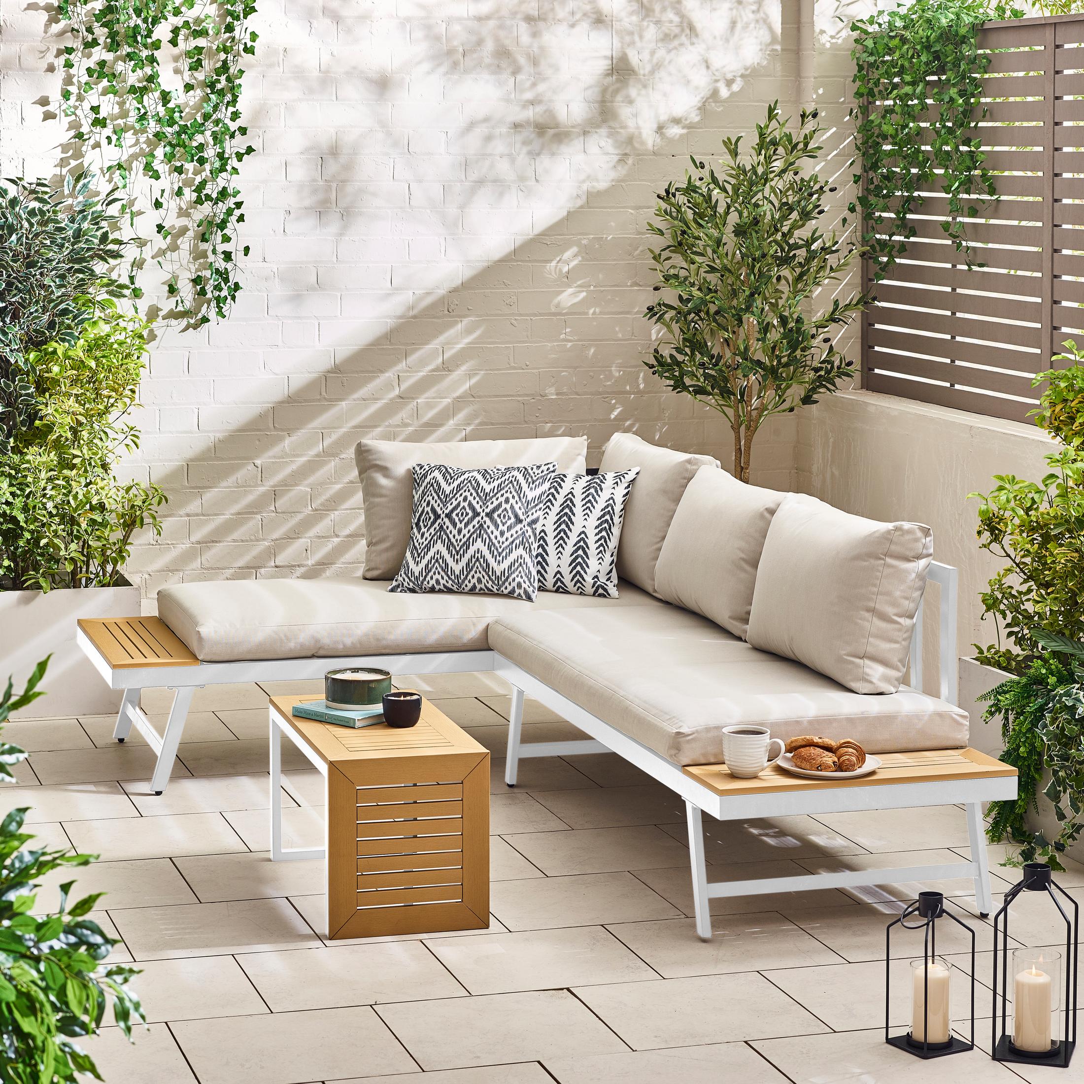 Riviera White Metal Modular 4 Seat Corner Garden Sofa Day Bed — image 10