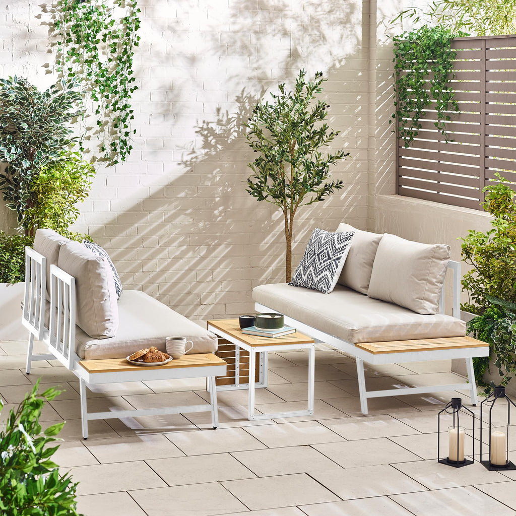 Riviera White Metal Modular 4 Seat Corner Garden Sofa Day Bed — image 2