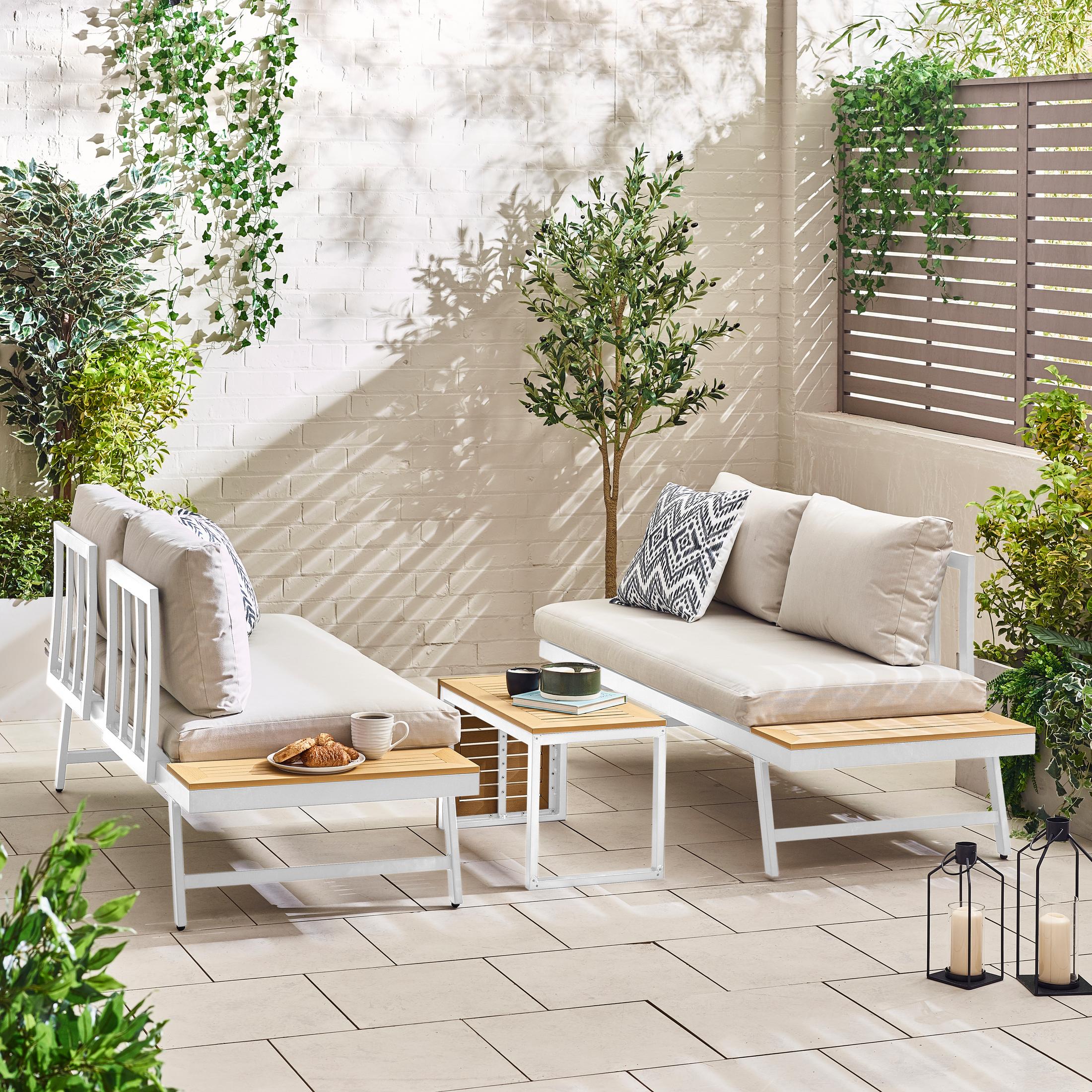 Riviera White Metal Modular 4 Seat Corner Garden Sofa Day Bed — image 2