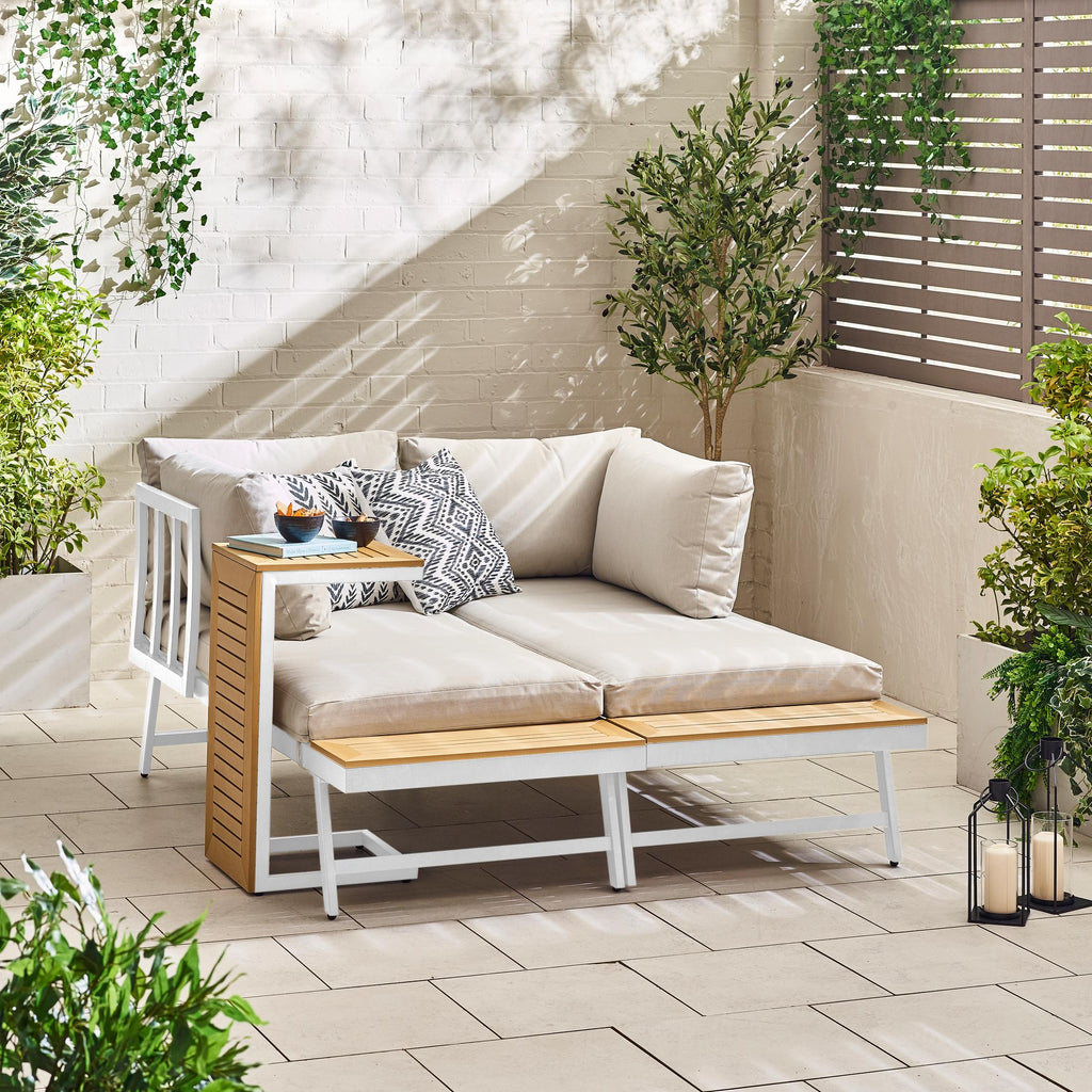Riviera White Metal Modular 4 Seat Corner Garden Sofa Day Bed — image 3