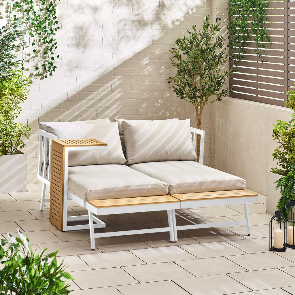 Riviera White Metal Modular 4 Seat Corner Garden Sofa Day Bed — image 8