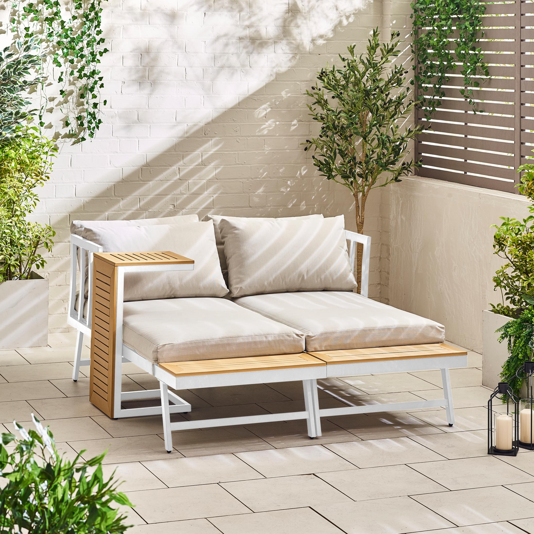 Riviera White Metal Modular 4 Seat Corner Garden Sofa Day Bed — image 8