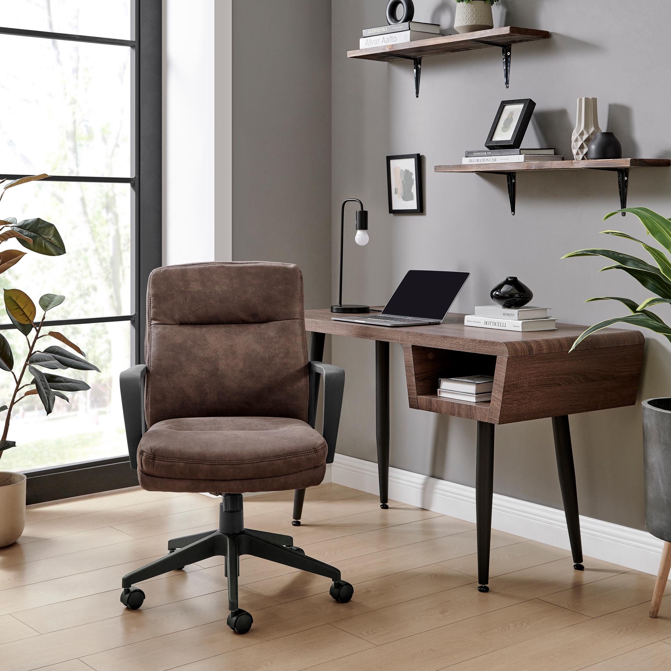 Rosco Brown Faux Leather Swivel Office Chair — image 2