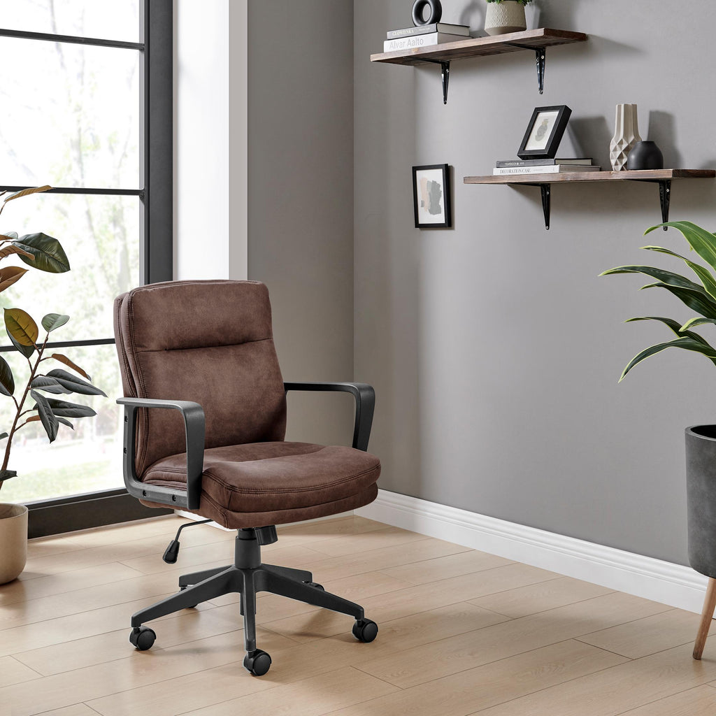 Rosco Brown Faux Leather Swivel Office Chair — image 4