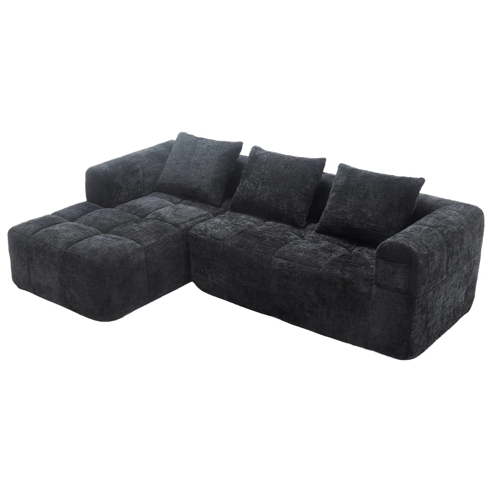 PINGGO Oversized Cloud Sofa Modular L Shape Sectional Couch Chenille Boucle Upholstered Sleeper Sofa for Living Room