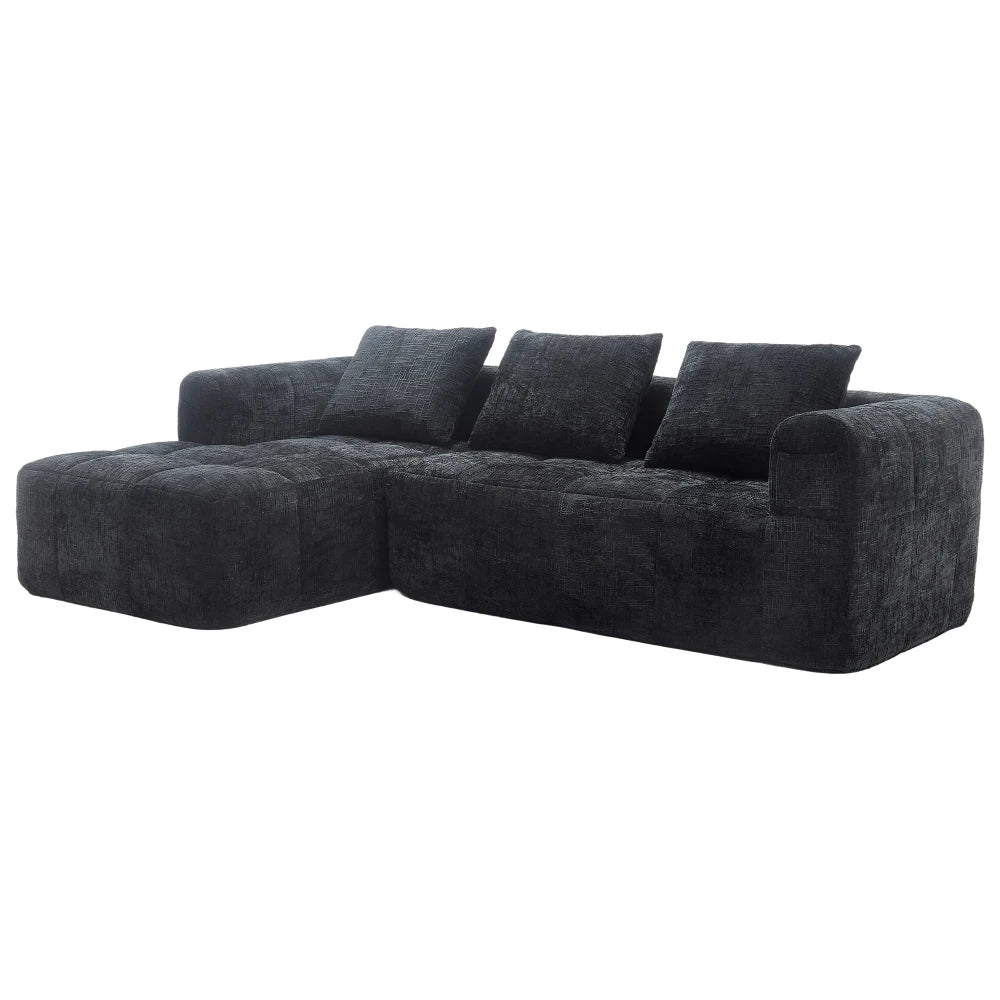 PINGGO Oversized Cloud Sofa Modular L Shape Sectional Couch Chenille Boucle Upholstered Sleeper Sofa for Living Room