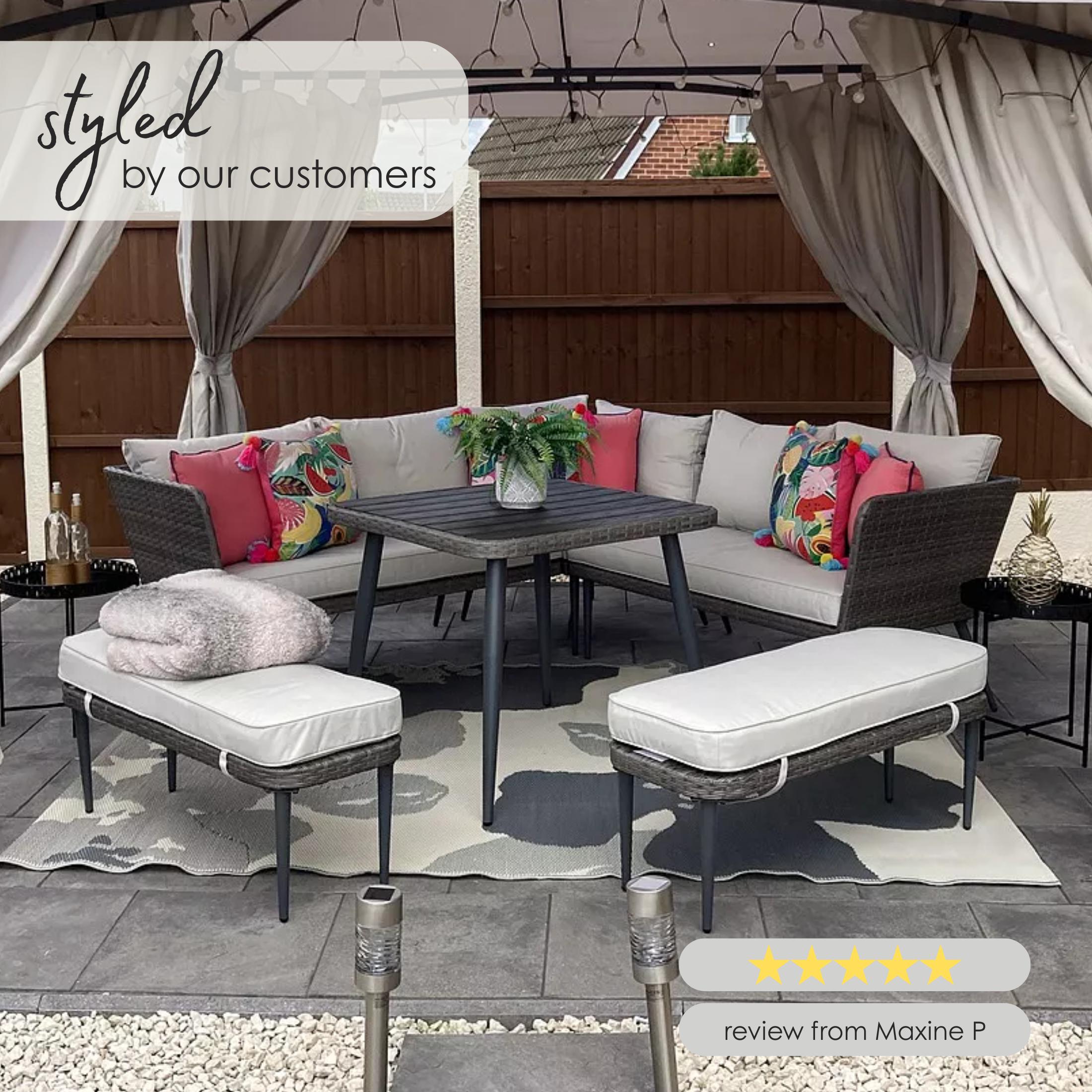 Seychelles Grey Rattan 9 Seat Corner Sofa Garden Dining Set — image 9