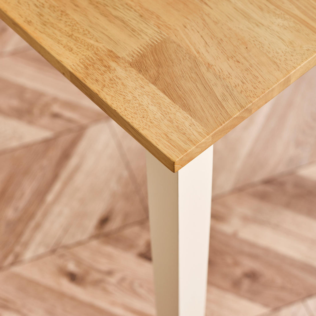 Salcombe Rectangular Oak and Cream Solid Wood 4 Seater Dining Table — image 5