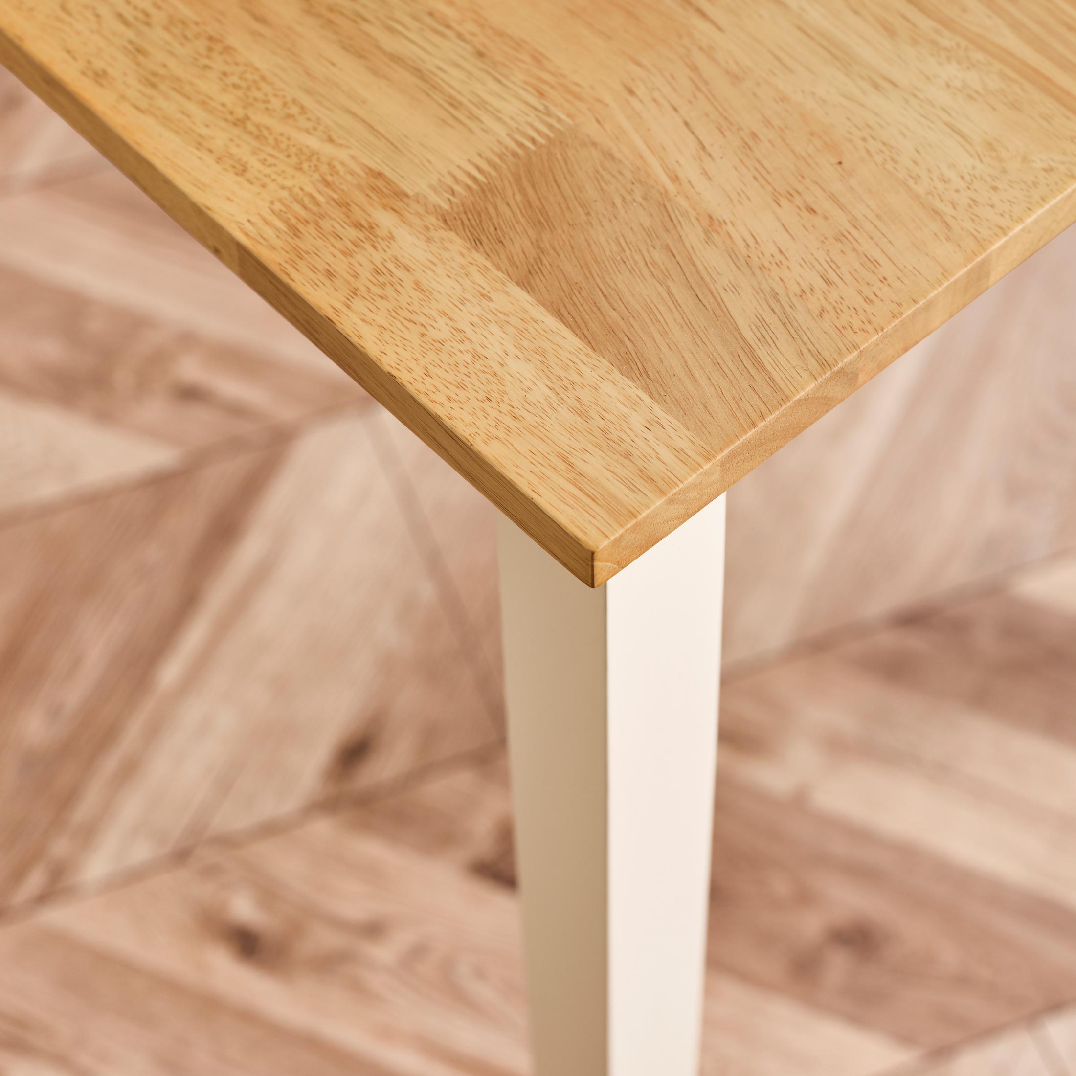 Salcombe Rectangular Oak and Cream Solid Wood 4 Seater Dining Table — image 5