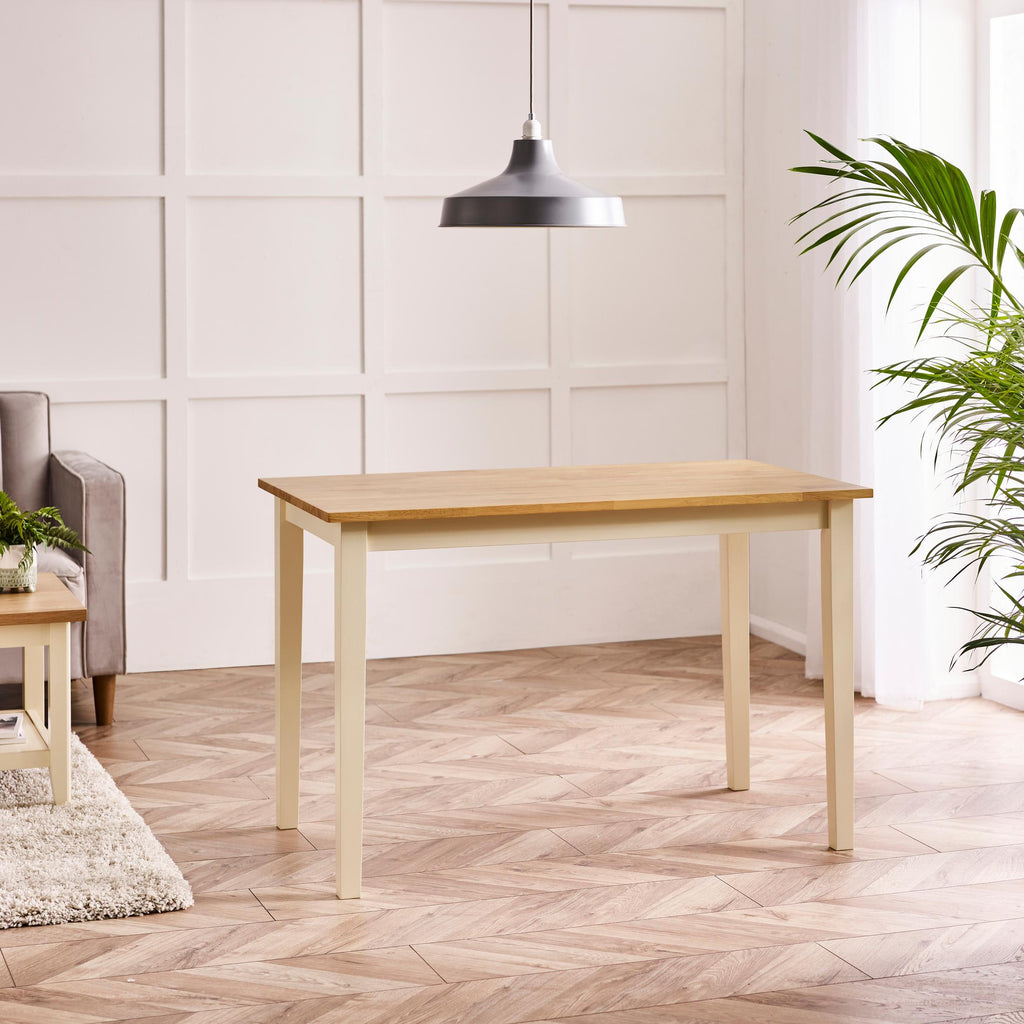 Salcombe Rectangular Oak and Cream Solid Wood 4 Seater Dining Table — image 2