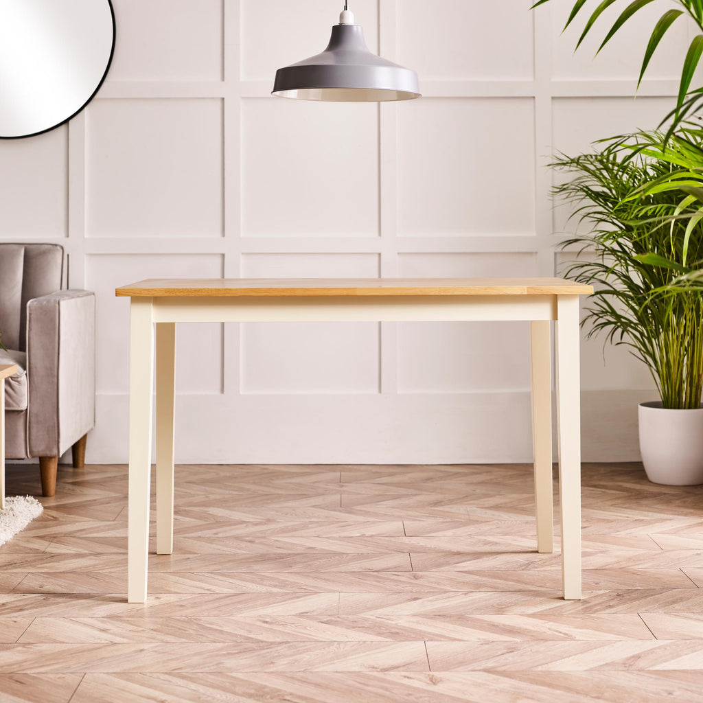 Salcombe Rectangular Oak and Cream Solid Wood 4 Seater Dining Table — image 3