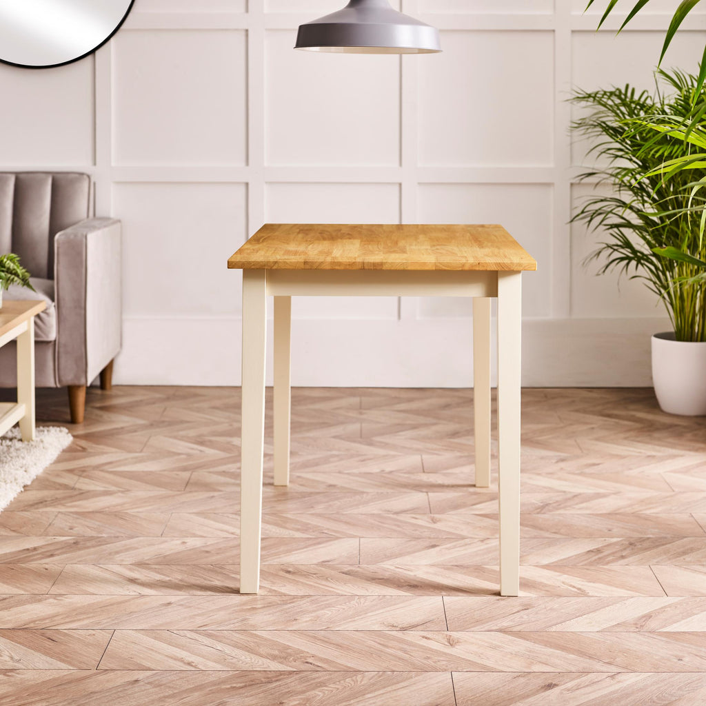 Salcombe Rectangular Oak and Cream Solid Wood 4 Seater Dining Table — image 4
