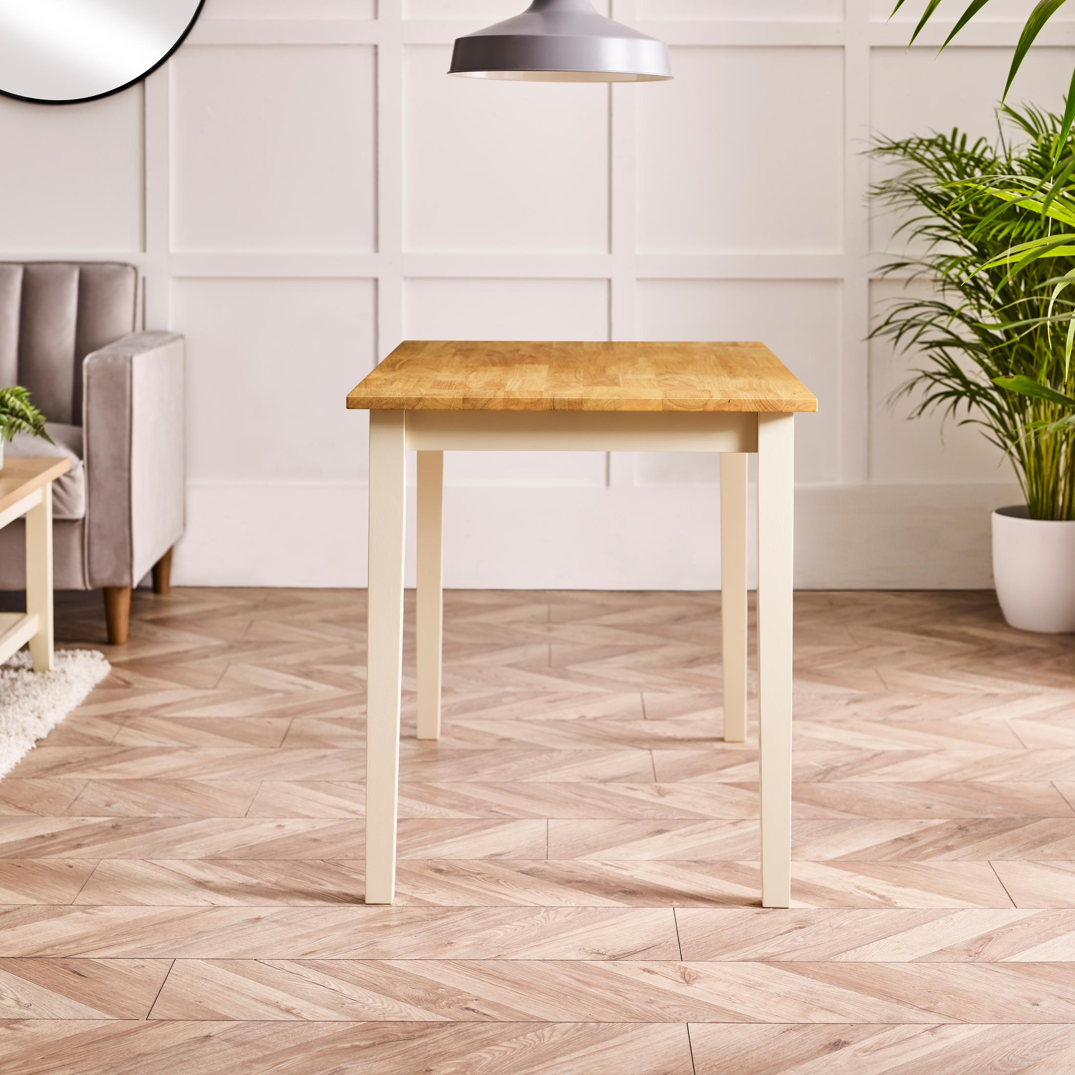 Salcombe Rectangular Oak and Cream Solid Wood 4 Seater Dining Table — image 4