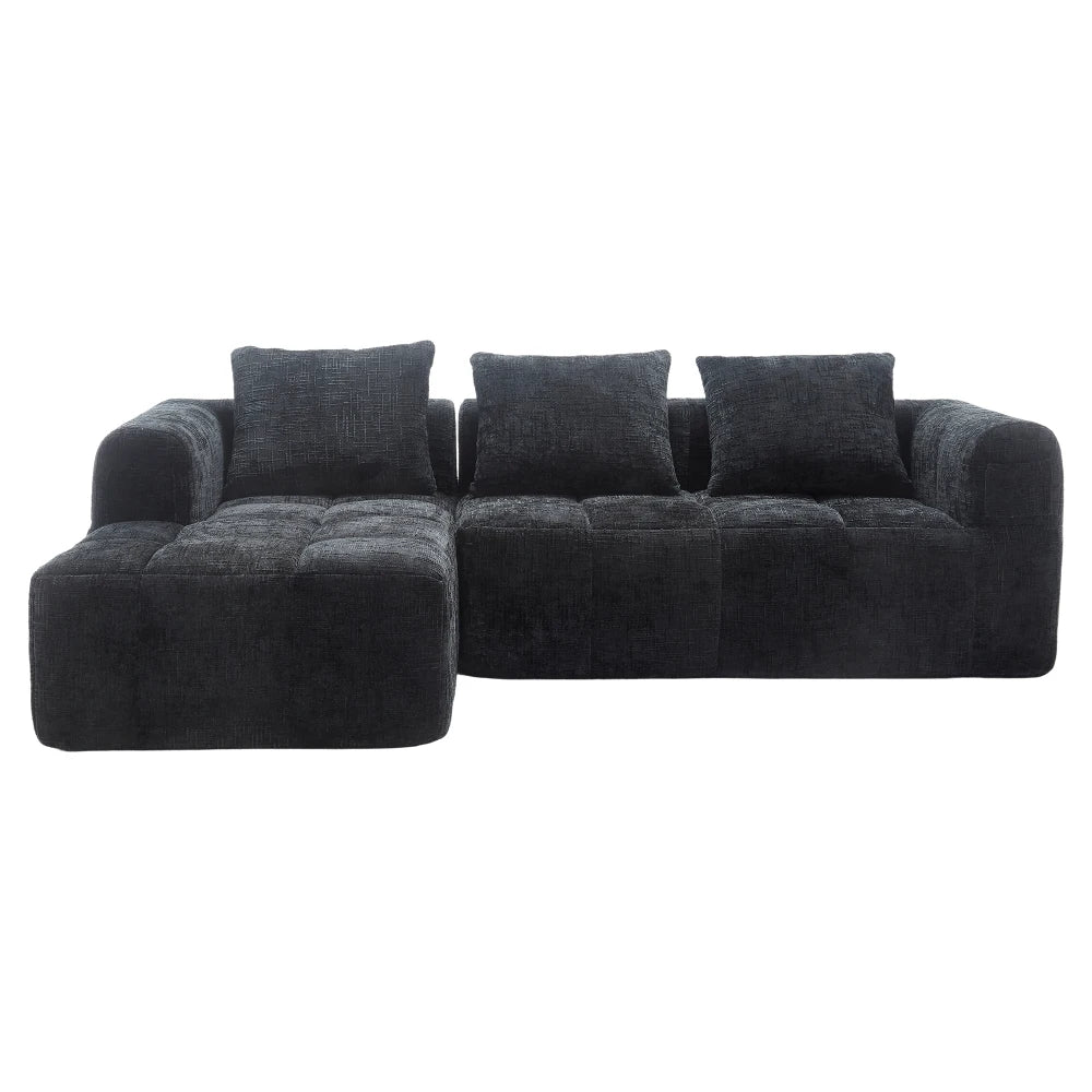 PINGGO Oversized Cloud Sofa Modular L Shape Sectional Couch Chenille Boucle Upholstered Sleeper Sofa for Living Room