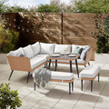 Seychelles Beige Rattan 9 Seat Corner Sofa Garden Dining Set — image 1