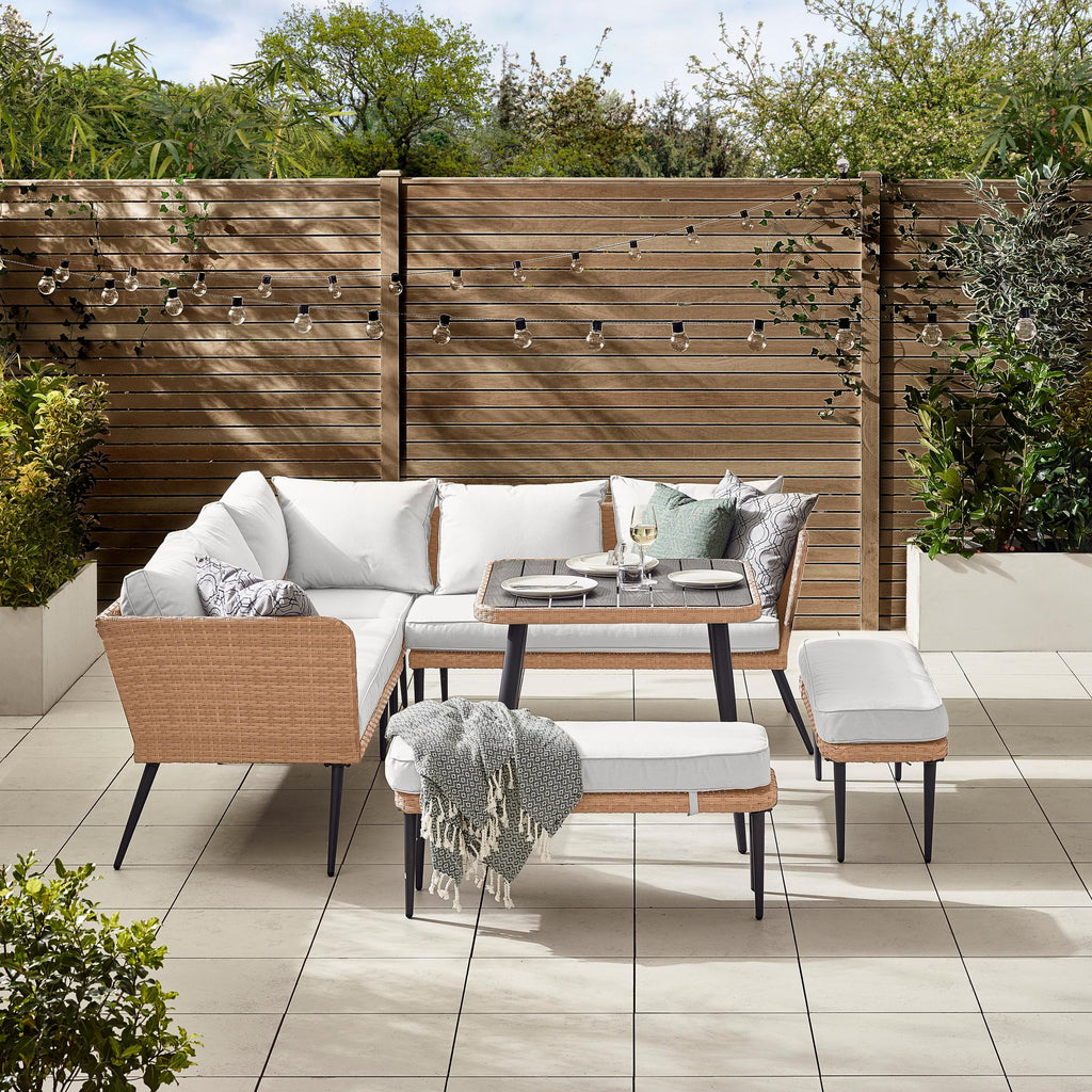 Seychelles Beige Rattan 9 Seat Corner Sofa Garden Dining Set — image 2