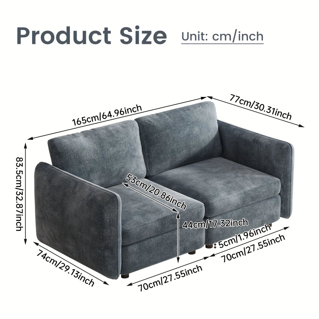 Contemporary Modular Sofa Set, Large Multi-Person Sectional Couch, Living Room Sofa Featuring Storage, Tofu Block U-Shape Sof