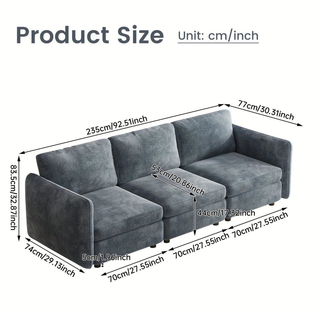 Contemporary Modular Sofa Set, Large Multi-Person Sectional Couch, Living Room Sofa Featuring Storage, Tofu Block U-Shape Sof