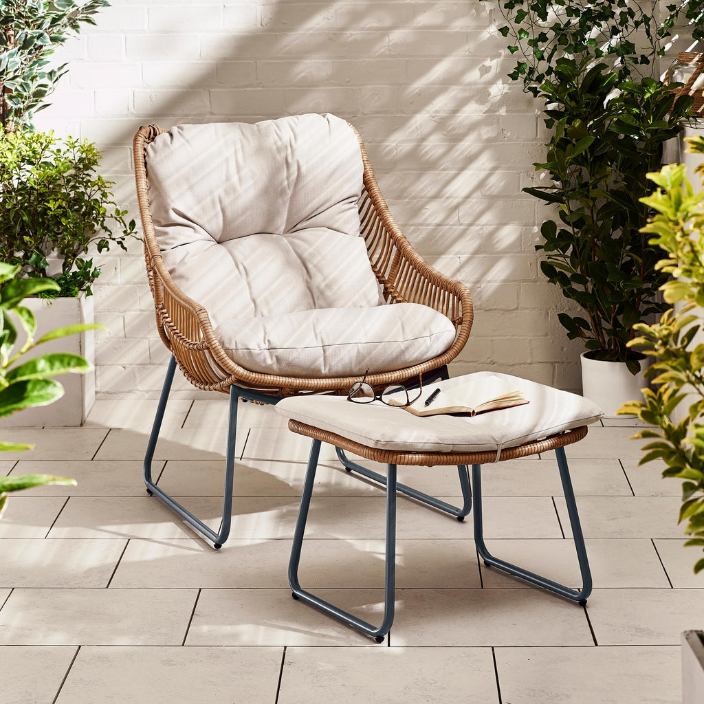 Tahiti Beige Rattan Garden Chair with Footstool — image 8
