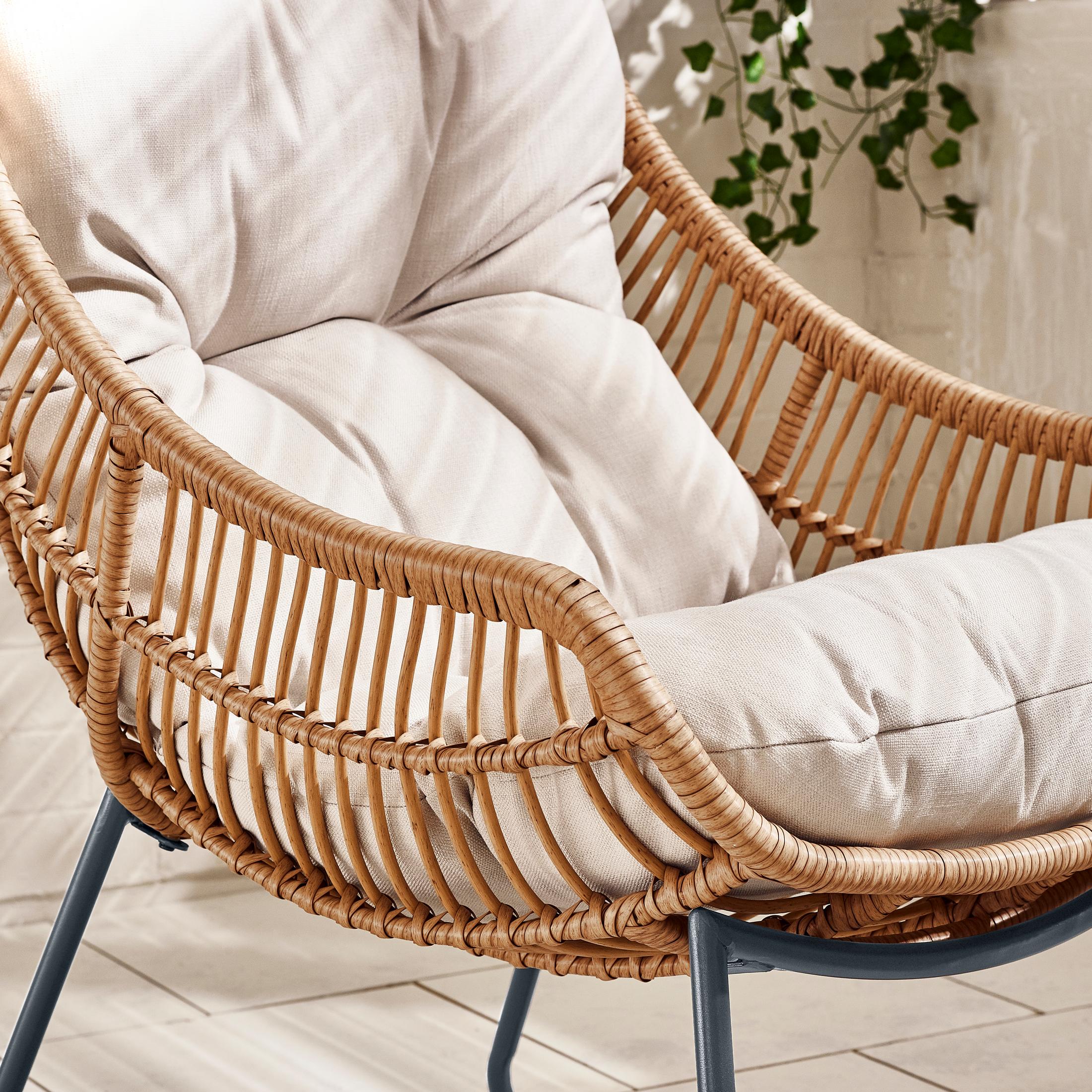 Tahiti Beige Rattan Garden Chair with Footstool — image 2