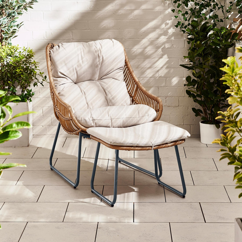 Tahiti Beige Rattan Garden Chair with Footstool — image 6