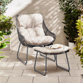 Tahiti Grey Rattan Garden Chair with Footstool — image 1