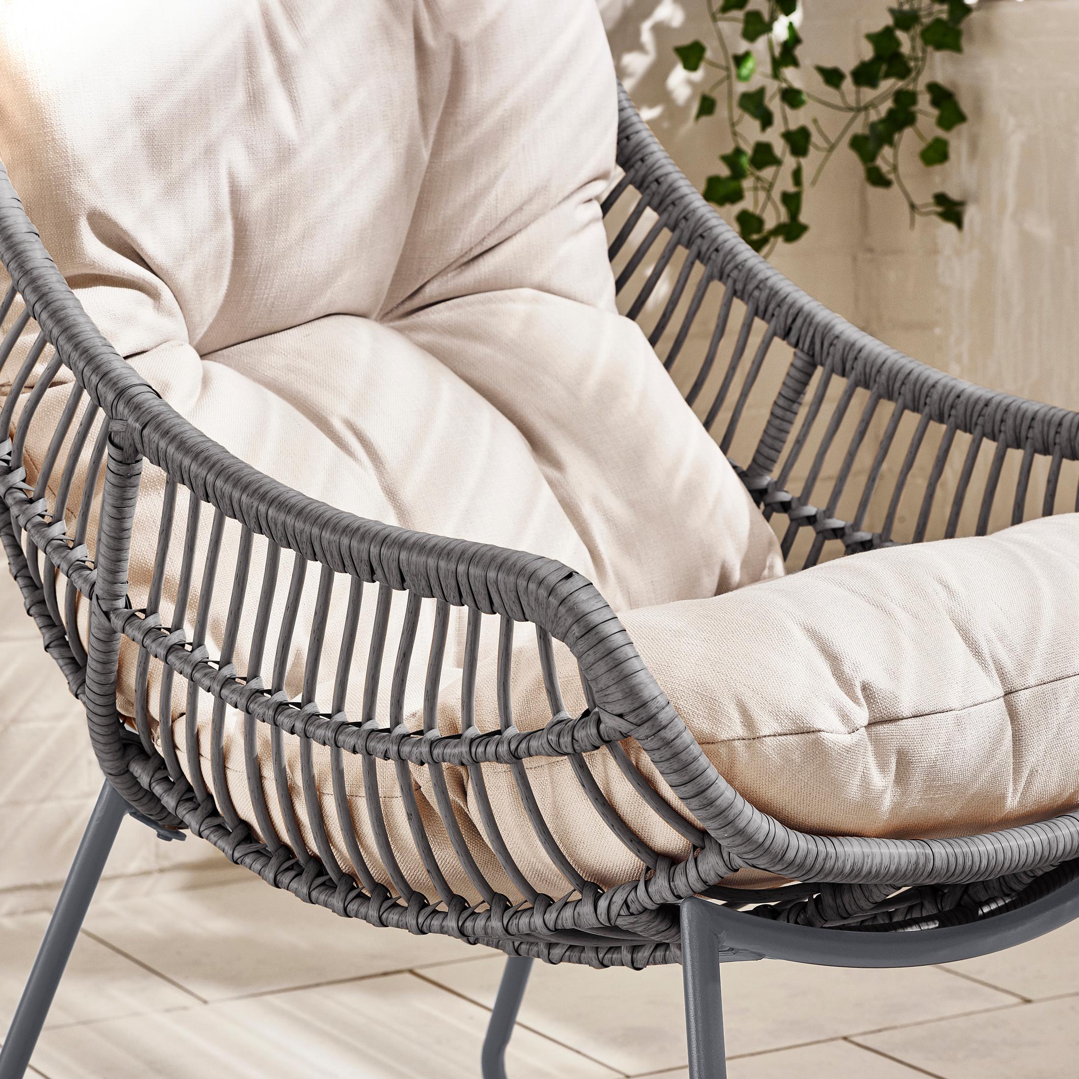 Tahiti Grey Rattan Garden Chair with Footstool — image 7