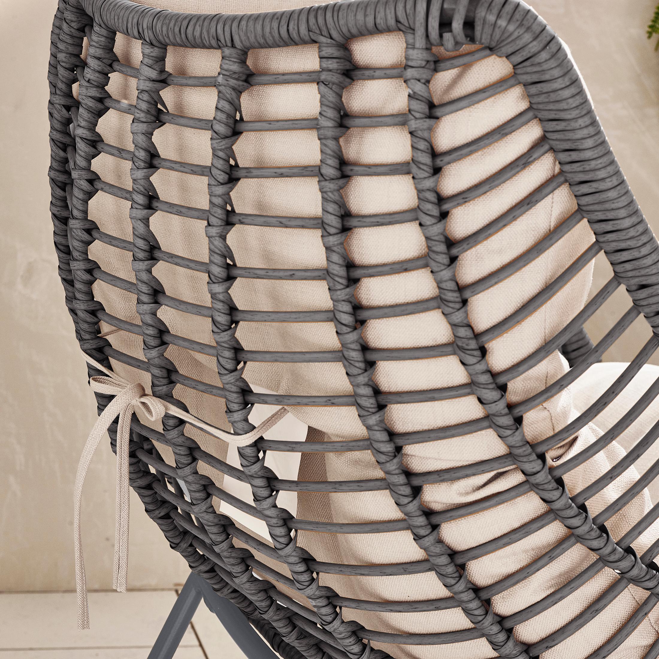 Tahiti Grey Rattan Garden Chair with Footstool — image 8