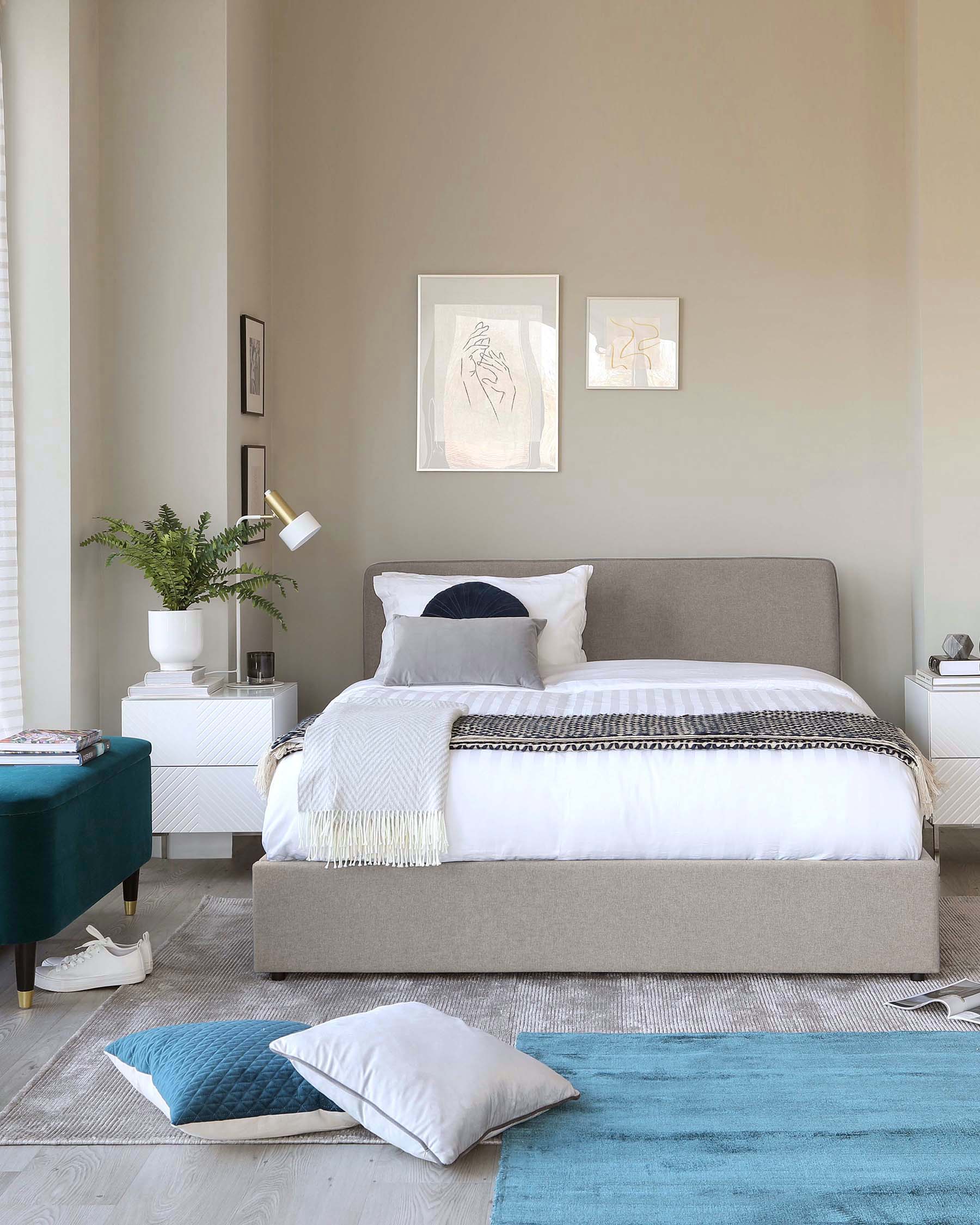 Turin Grey Fabric King Size Bed with Storage — image 3