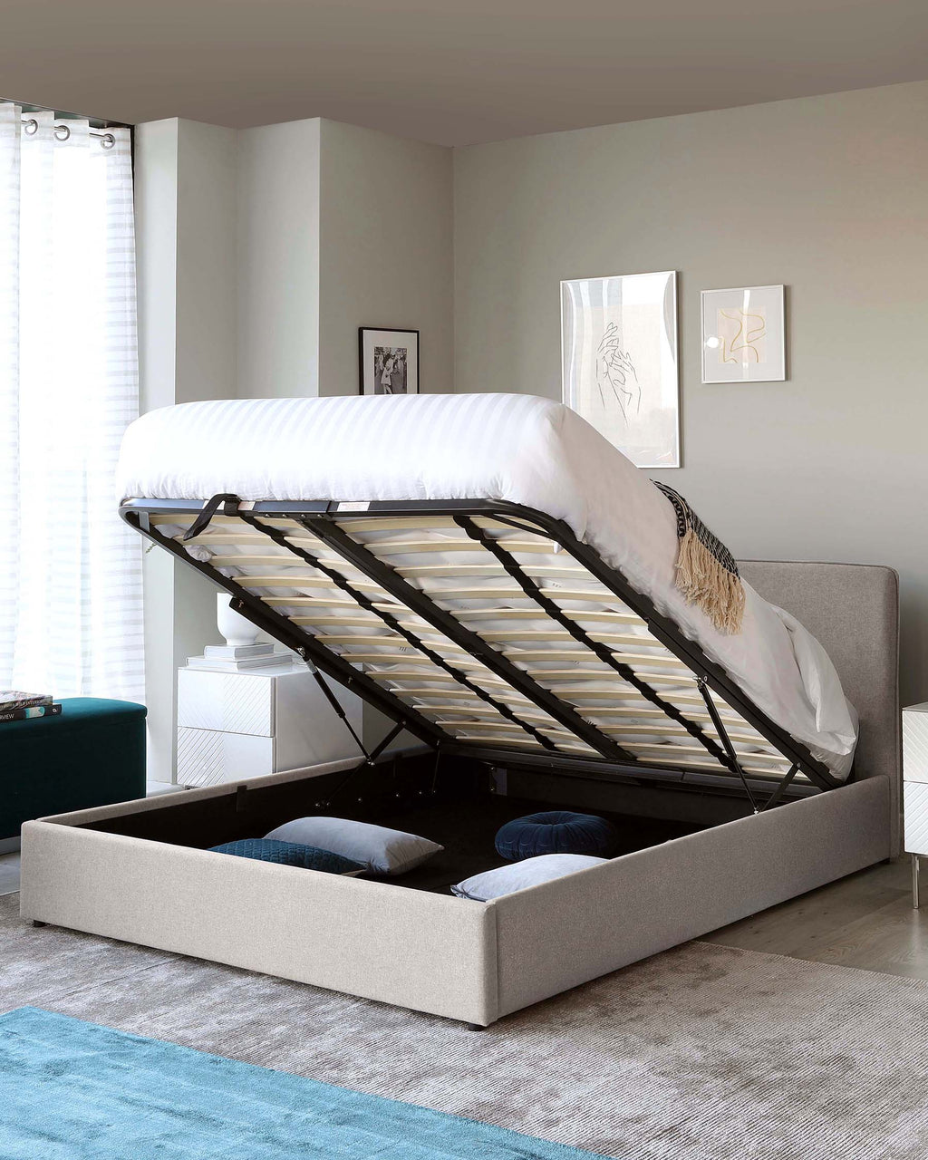 Turin Grey Fabric King Size Bed with Storage — image 2