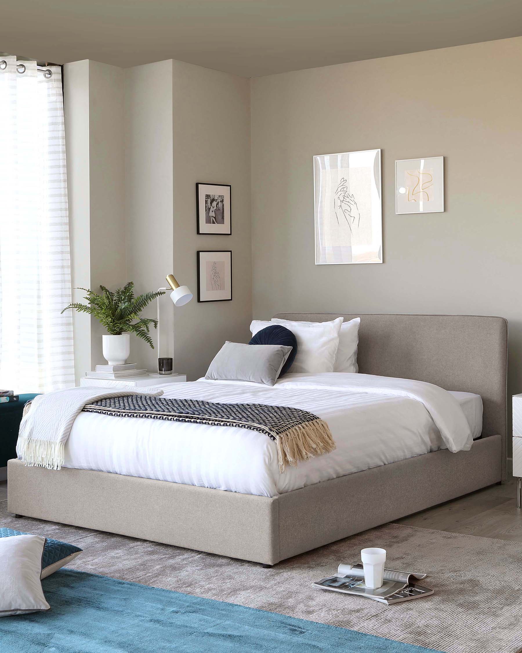 Turin Grey Fabric King Size Bed with Storage — image 1