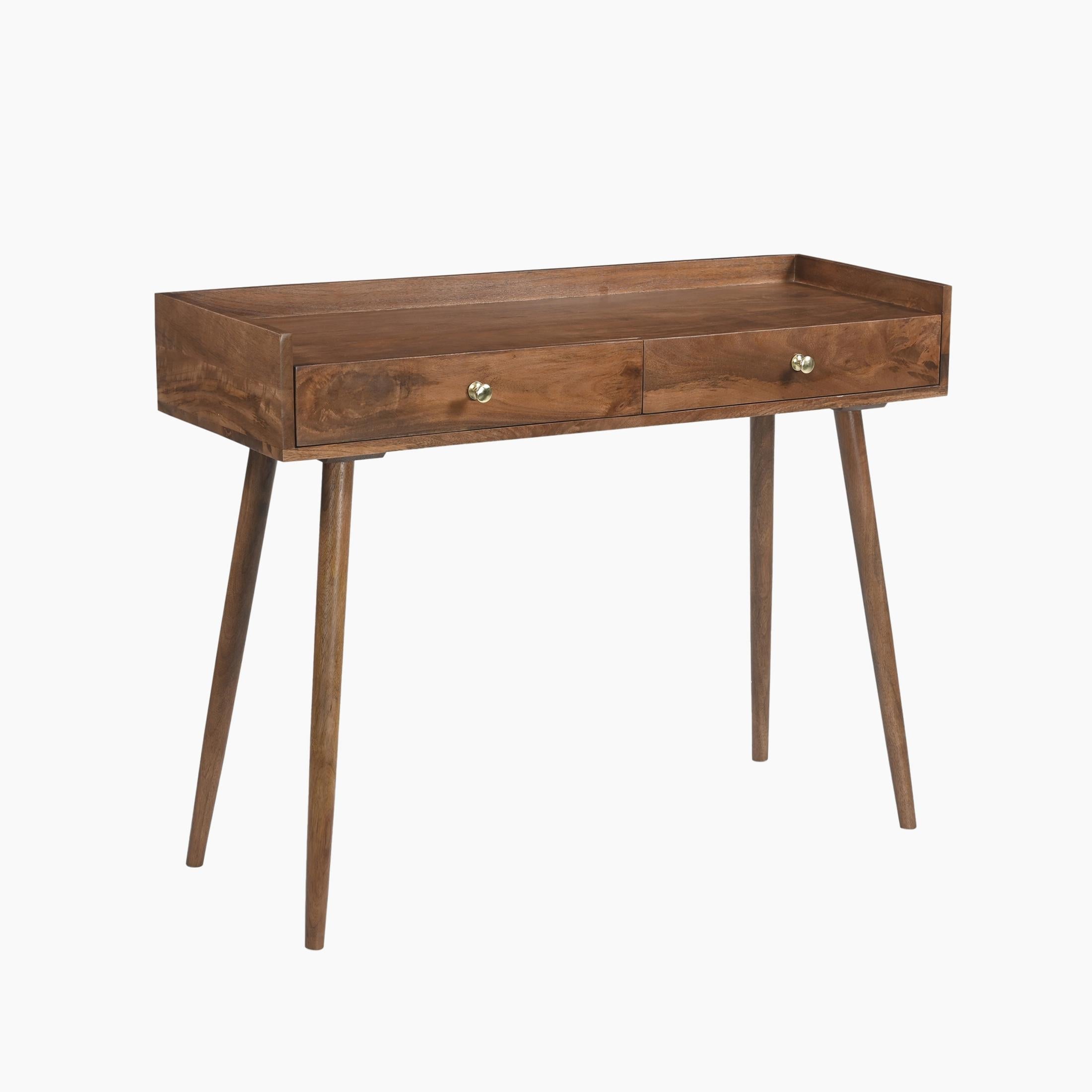 Vinson Rectangle Walnut Wood 2 Drawer Console Table — image 3