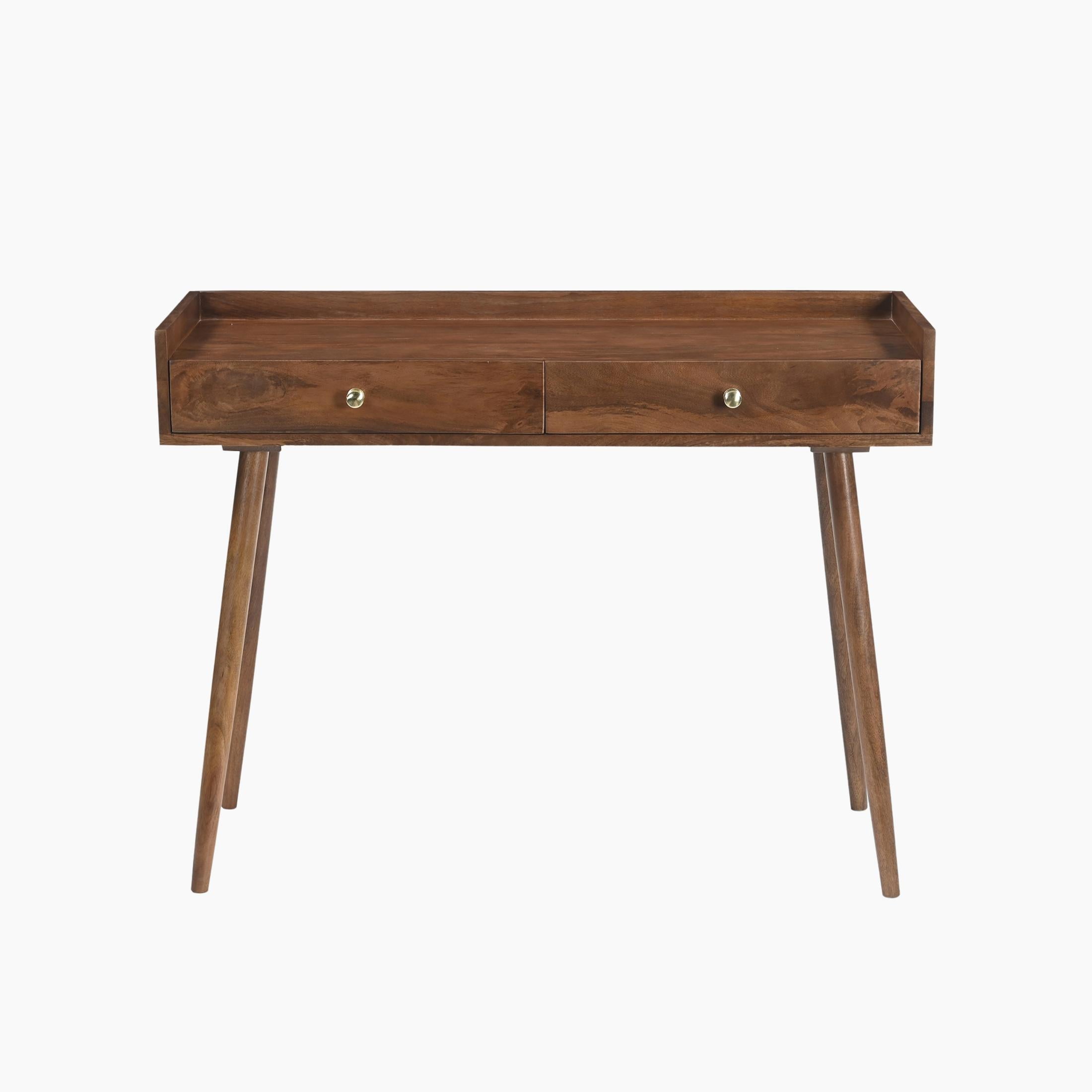 Vinson Rectangle Walnut Wood 2 Drawer Console Table — image 4