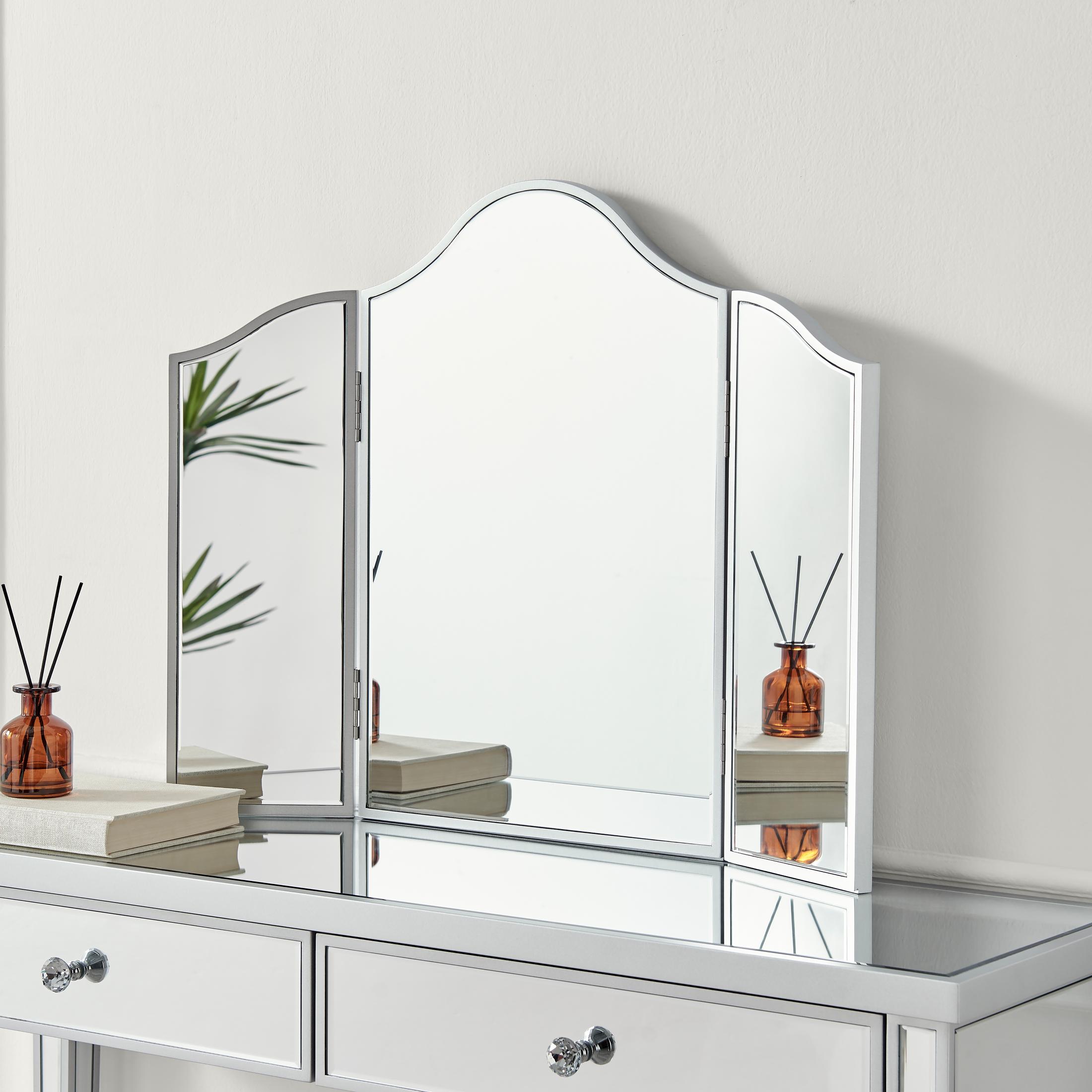 Venetian Vintage Style Silver Tri-Fold Vanity Mirror — image 1