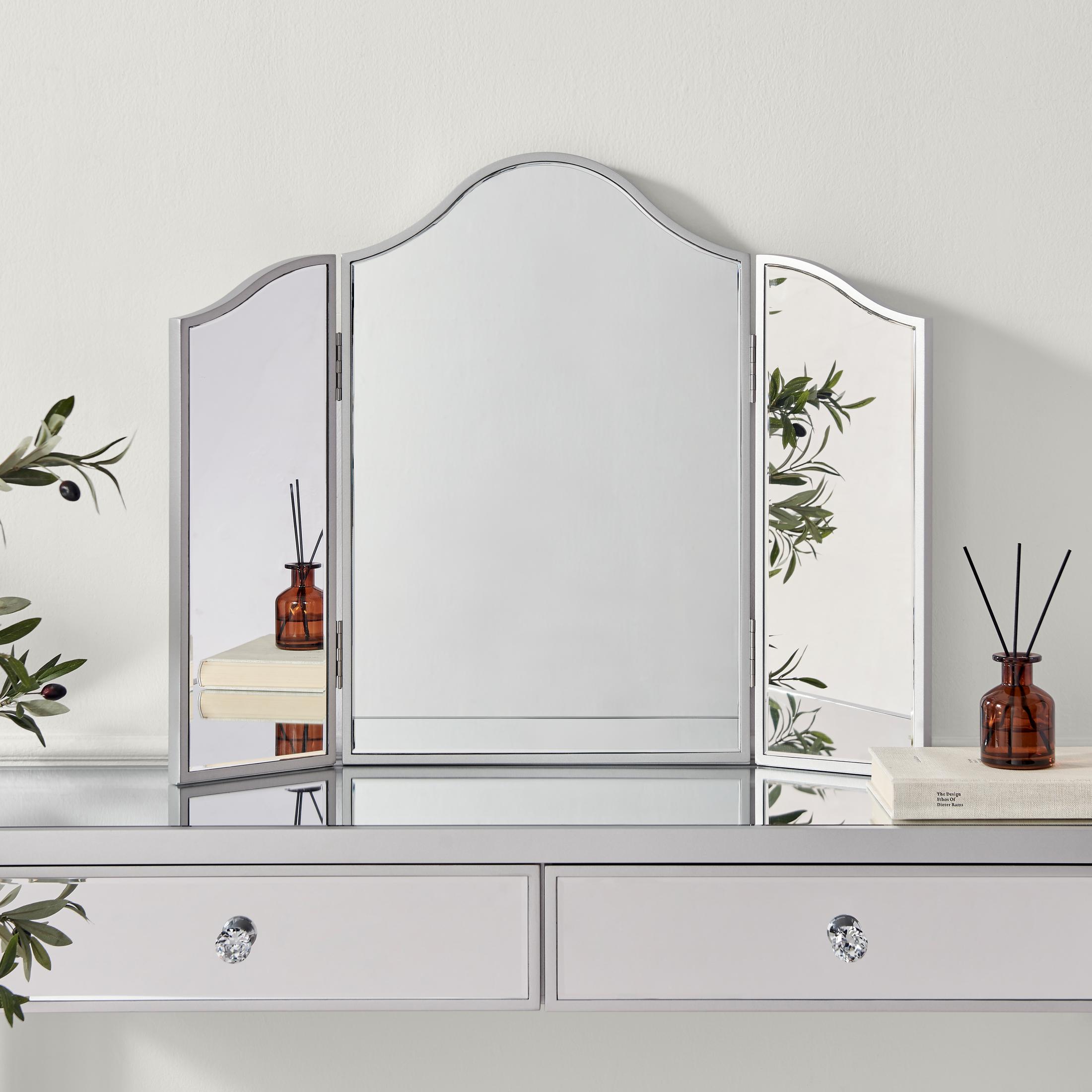 Venetian Vintage Style Silver Tri-Fold Vanity Mirror — image 2