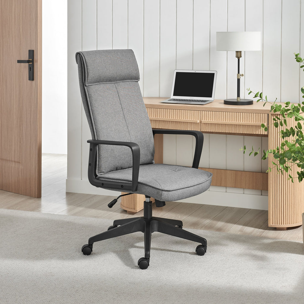Vesper Dark Grey Linen Fabric Swivel Office Chair — image 1