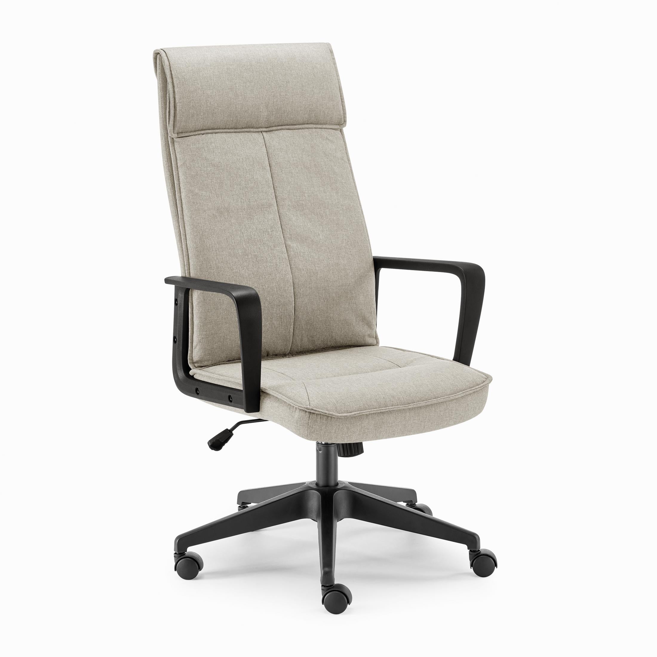 Vesper Light Grey Linen Fabric Swivel Office Chair — image 3