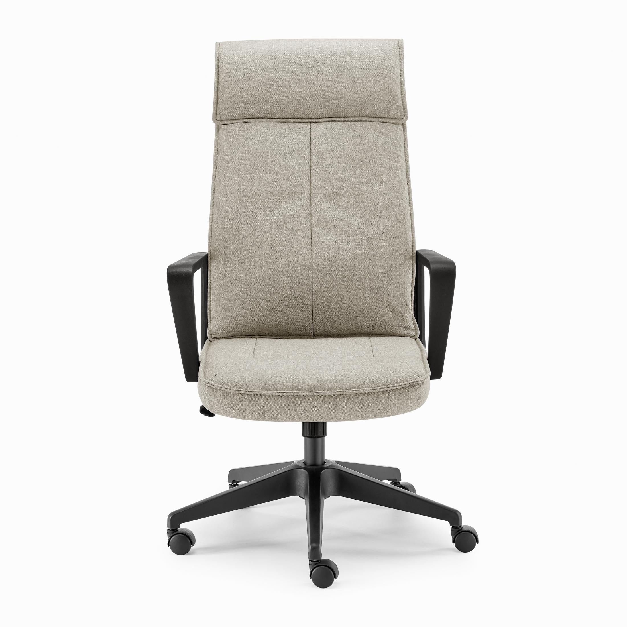Vesper Light Grey Linen Fabric Swivel Office Chair — image 4